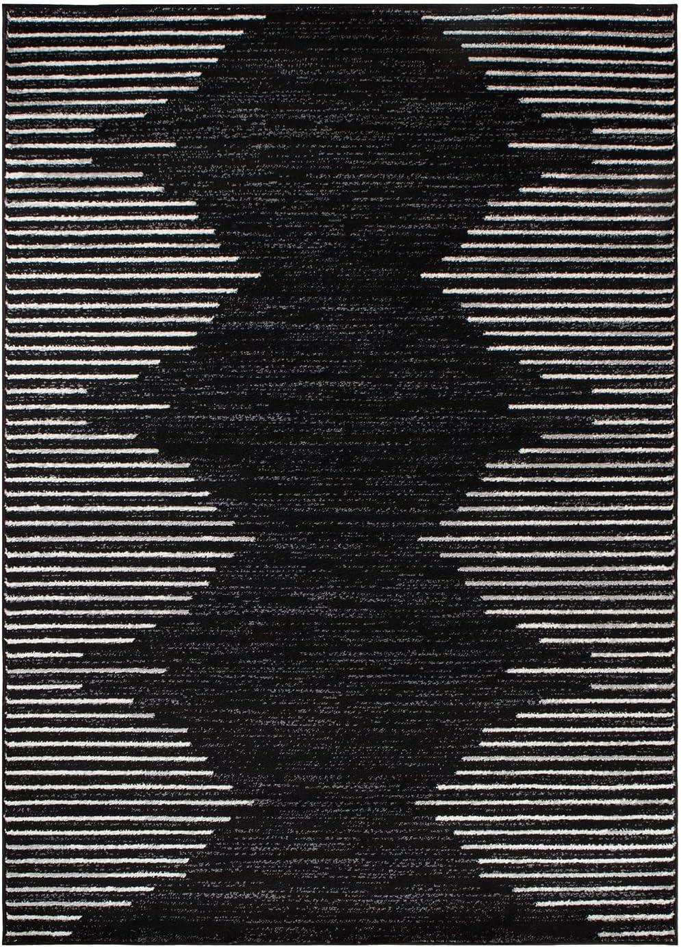 World Rug Gallery Area Rug Bohemian Stripe Jute Rug Carpets for Living Room Rugs for Sale - BLACK 4'x6'