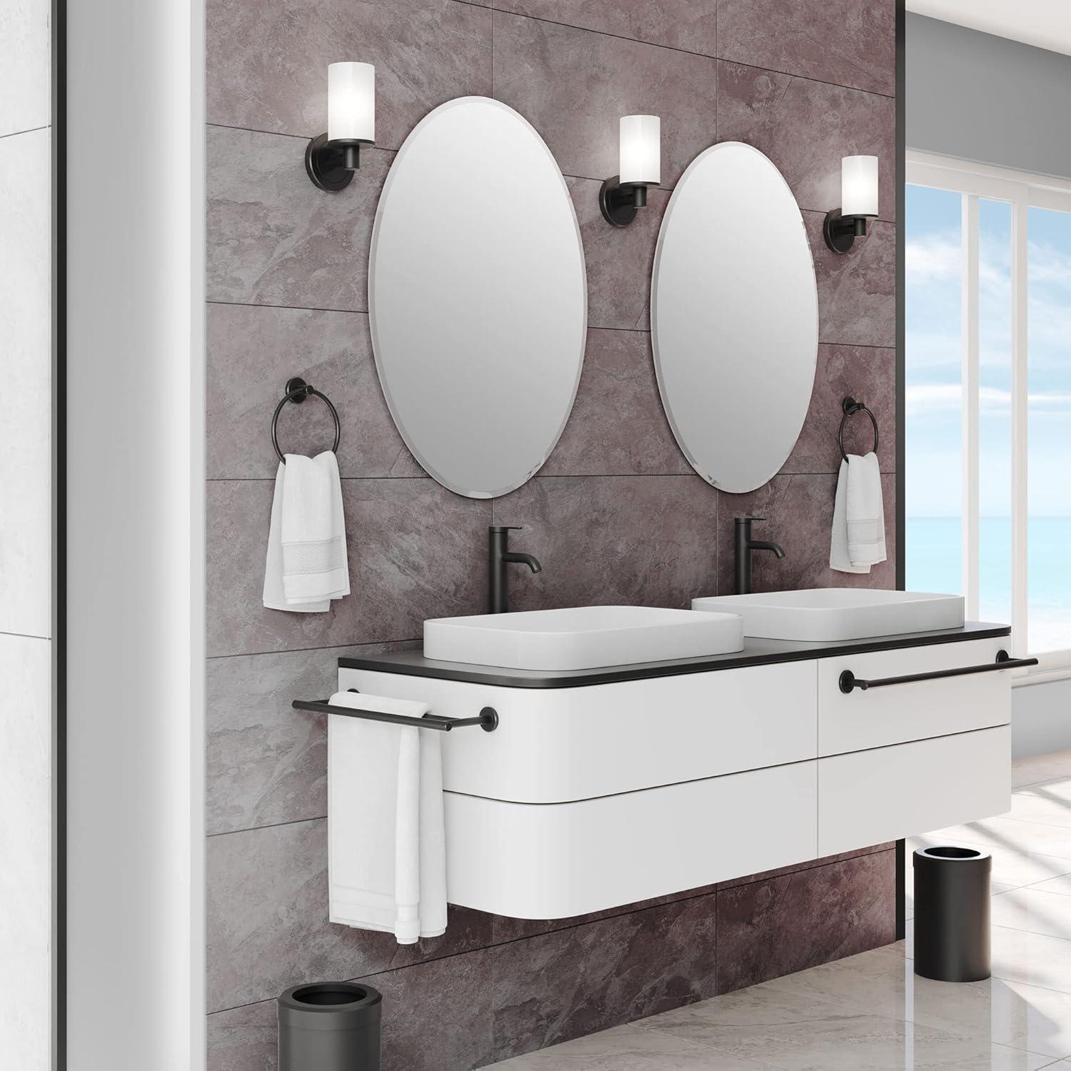 Gatco Modern Frameless Beveled Oval Wall Bathroom / Vanity Mirror