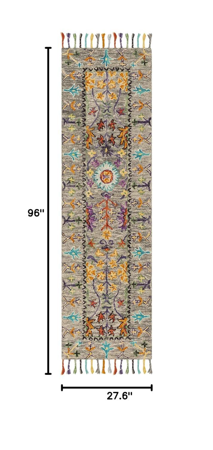 Blossom BLM453 Hand Tufted Indoor Runner Rug - Grey/Multi - 2'3"x8' - Safavieh