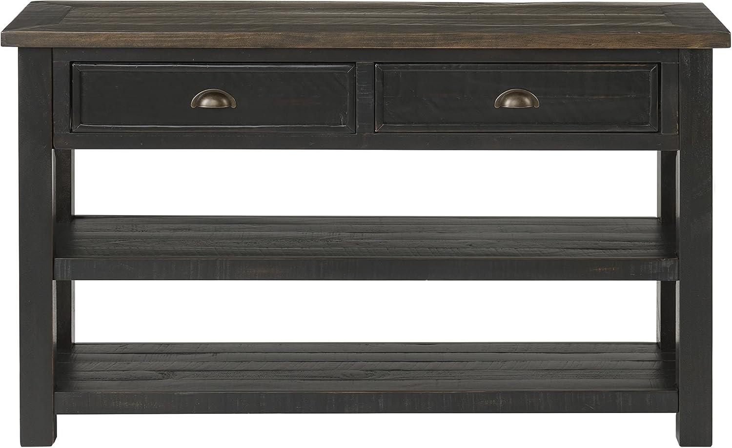 Monterey Black and Brown Pine Console Table with Storage