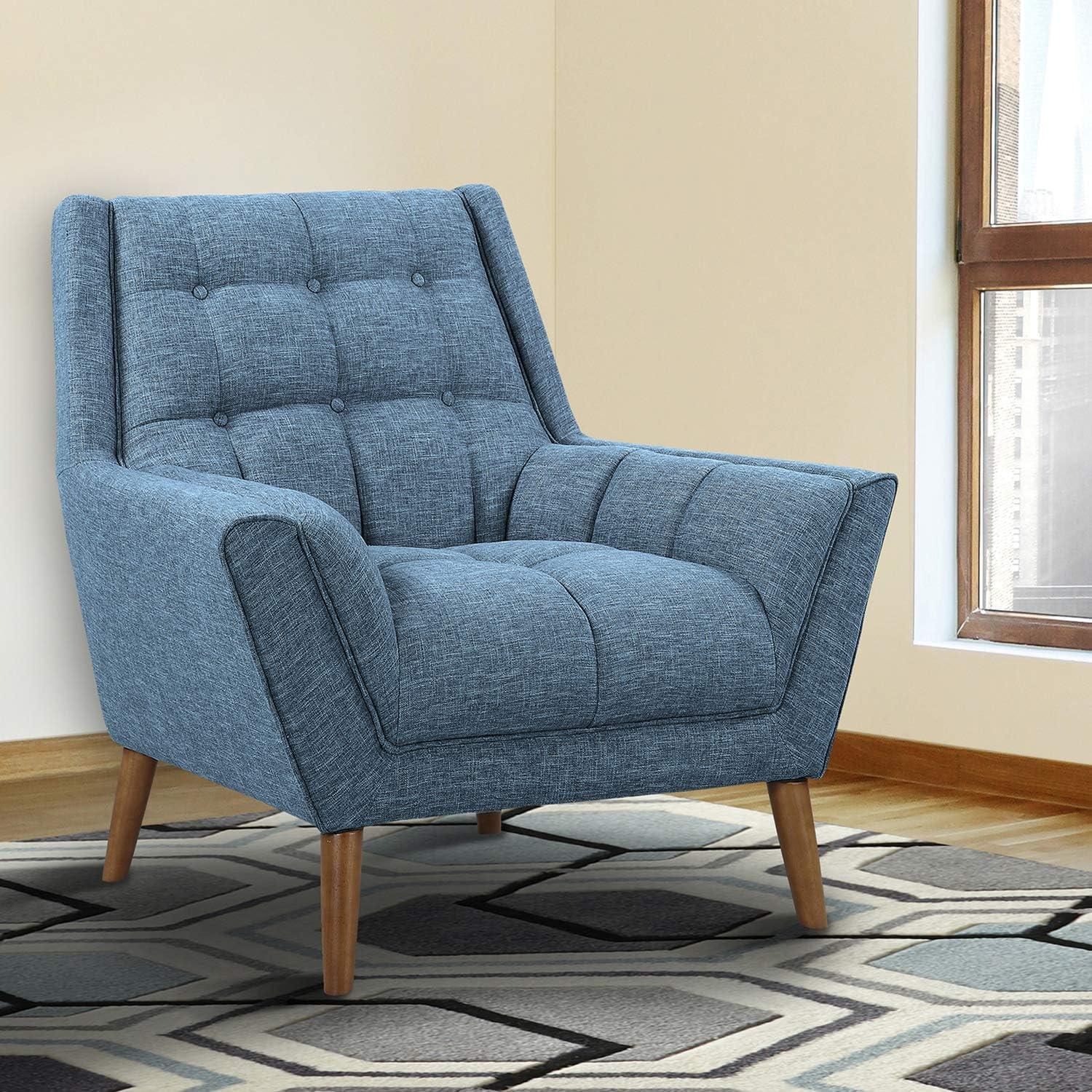 Cobra Dark Gray Linen Accent Chair with Walnut Wood Legs