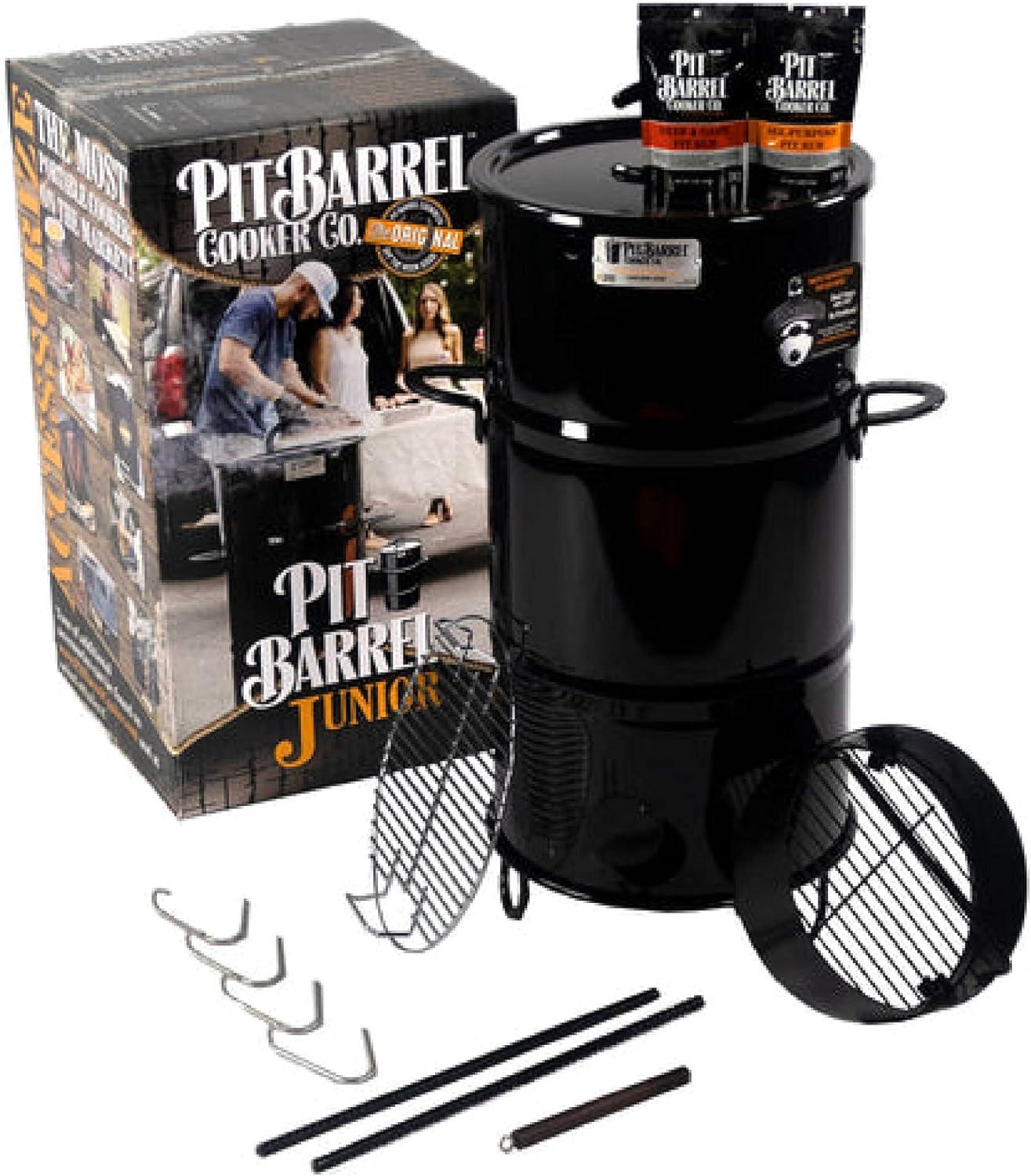 Pit Barrel Cooker Junior Package - 14 Inch Drum Smoker | Porcelain Coated Steel Drum BBQ Grill