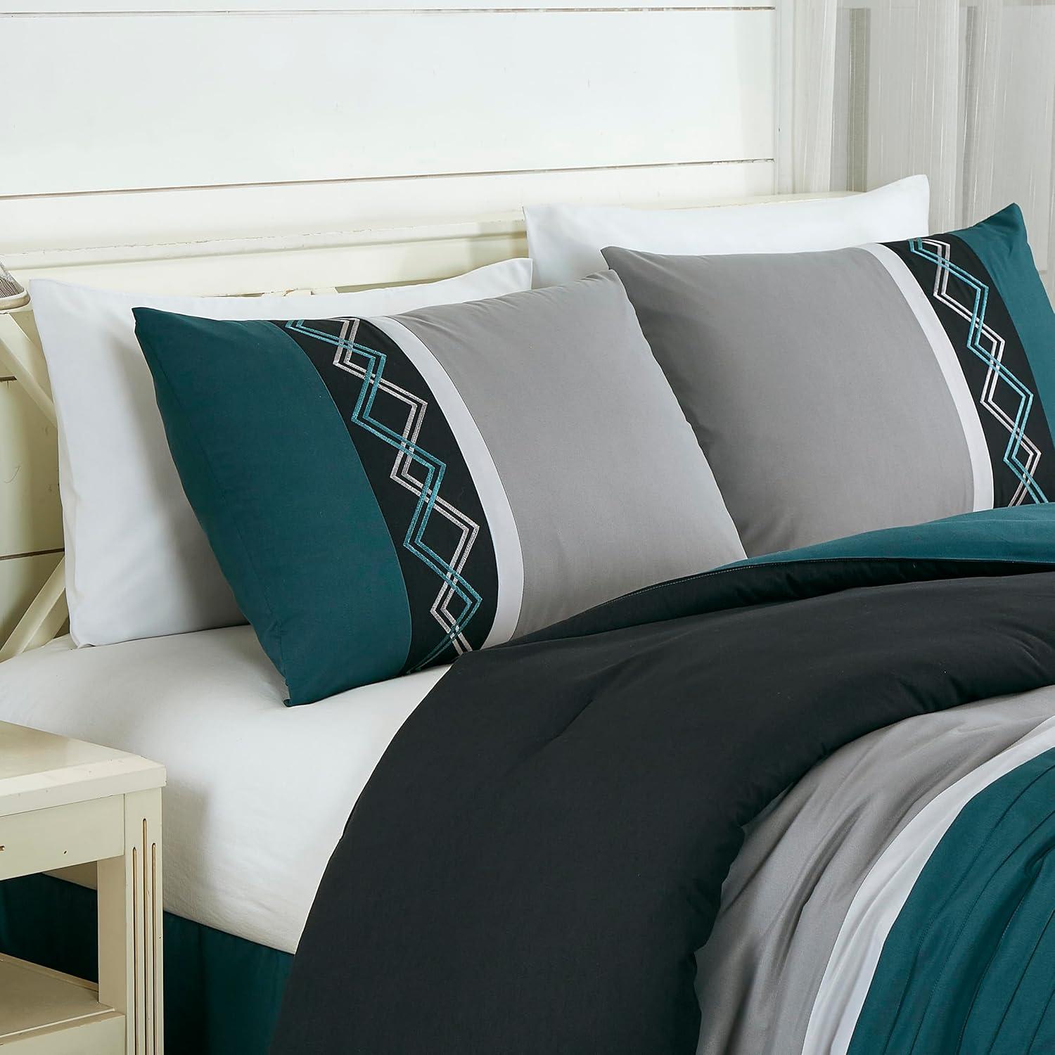 Chezmoi Collection Microfiber Modern & Contemporary 7 Piece Comforter Set