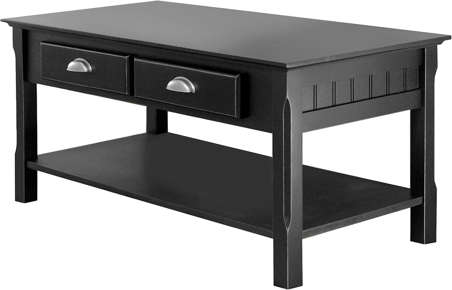 Timer Coffee Table, Drawers and Shelf - Black - Winsome