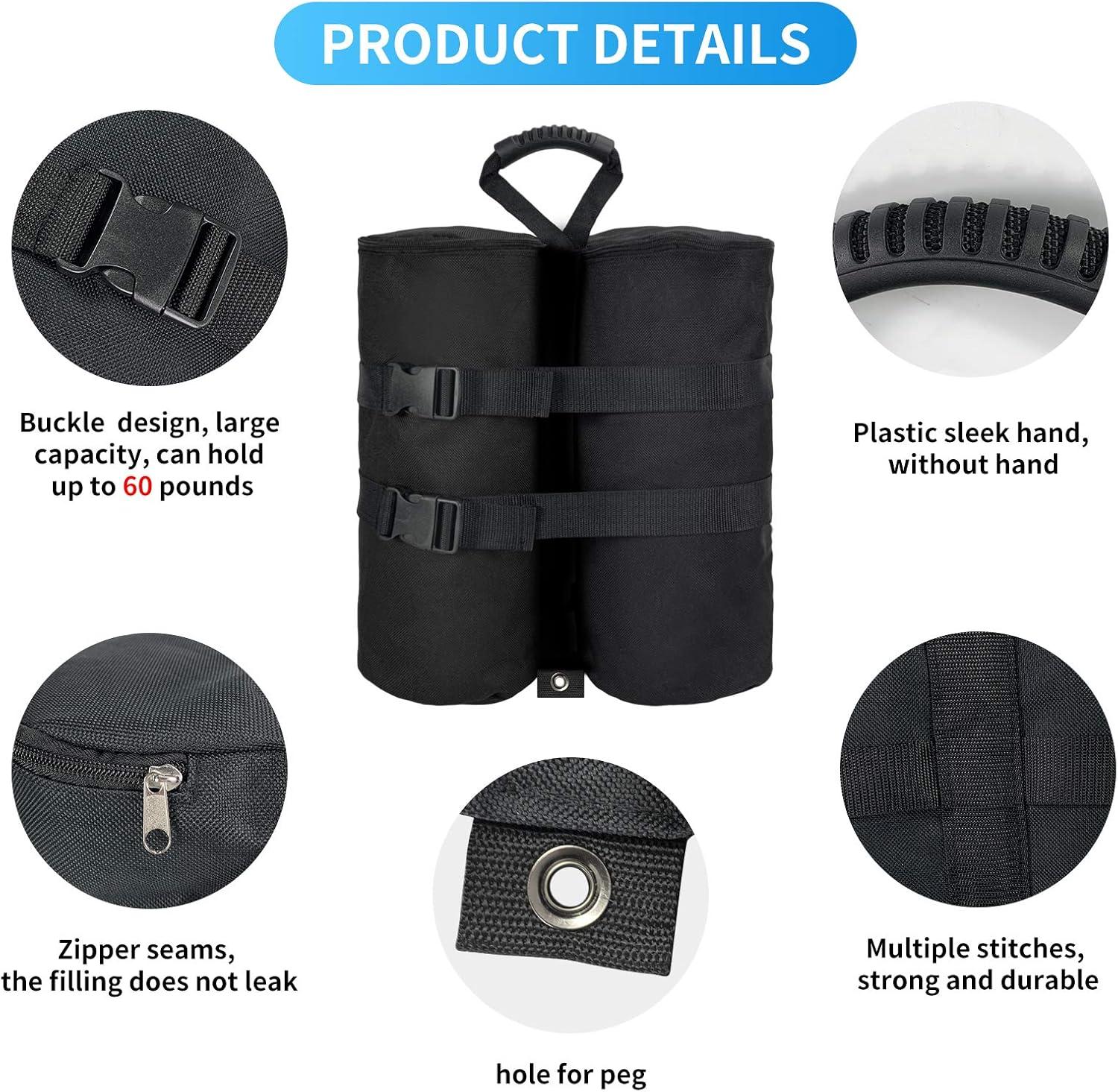 Plus Size Weight Bags(240 lbs) for Pop up Canopy Tent, 1680D Heavy Duty Leg Weights Sand Bags for Instant Outdoor Sun Shelter Canopy, Set of 4