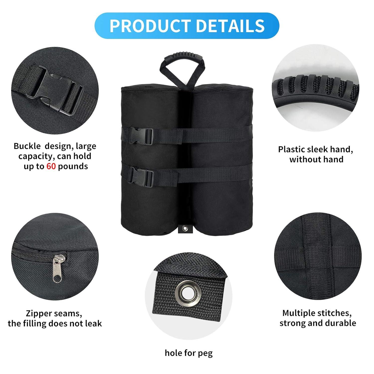 Plus Size Weight Bags(240 lbs) for Pop up Canopy Tent, 1680D Heavy Duty Leg Weights Sand Bags for Instant Outdoor Sun Shelter Canopy, Set of 4