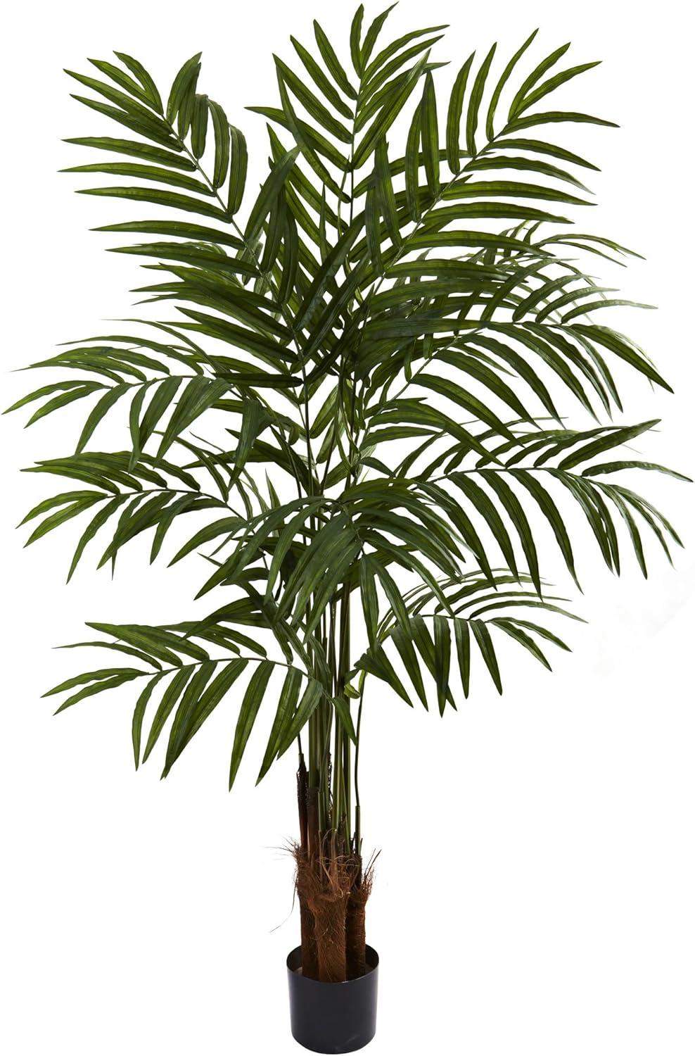 Nearly Natural 60" Artificial Big Palm Tree in Pot Black: Indoor Faux Palm, No Assembly, Summer Decor