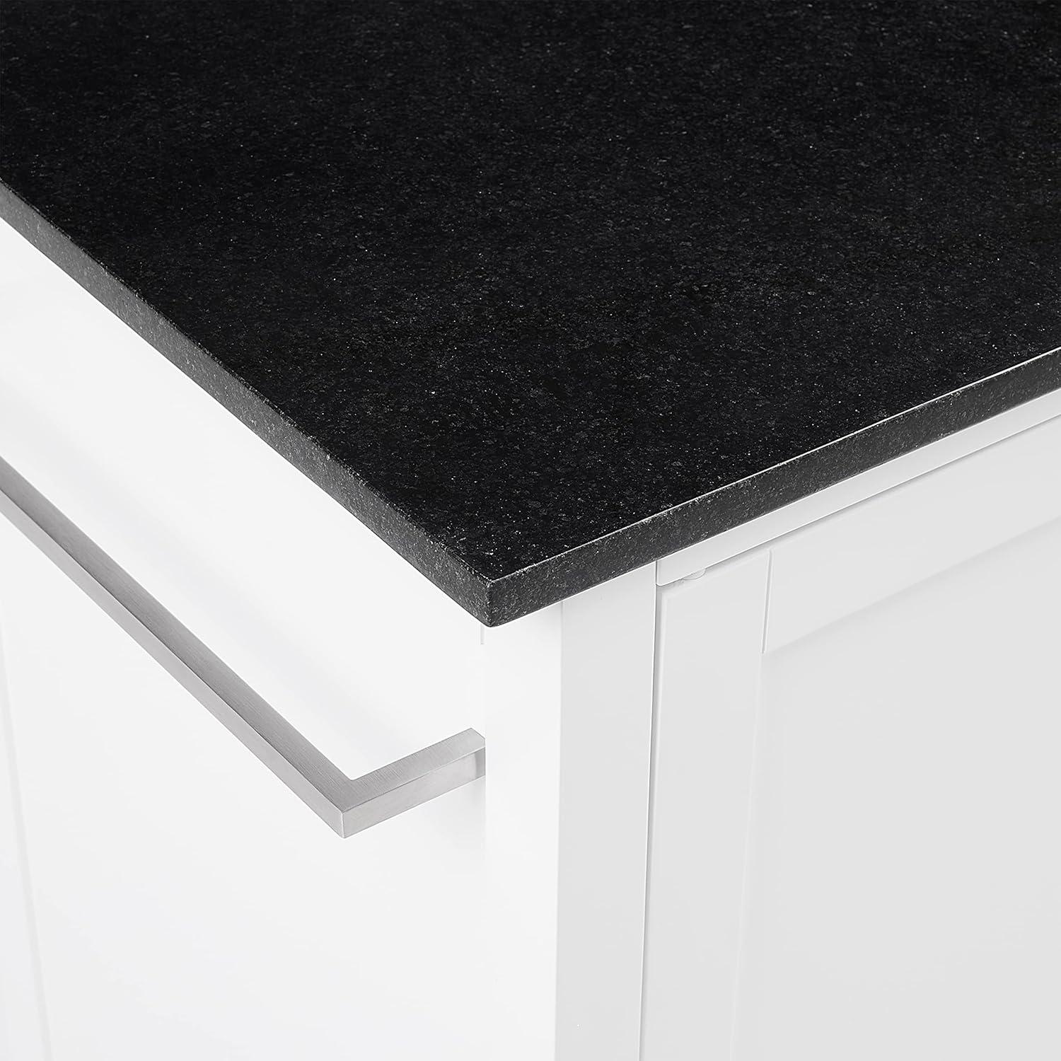 Crosley Soren Granite Top Kitchen Island/Cart Black/White: Traditional Style with Caster Wheels, Storage & Assembly Tools Provided