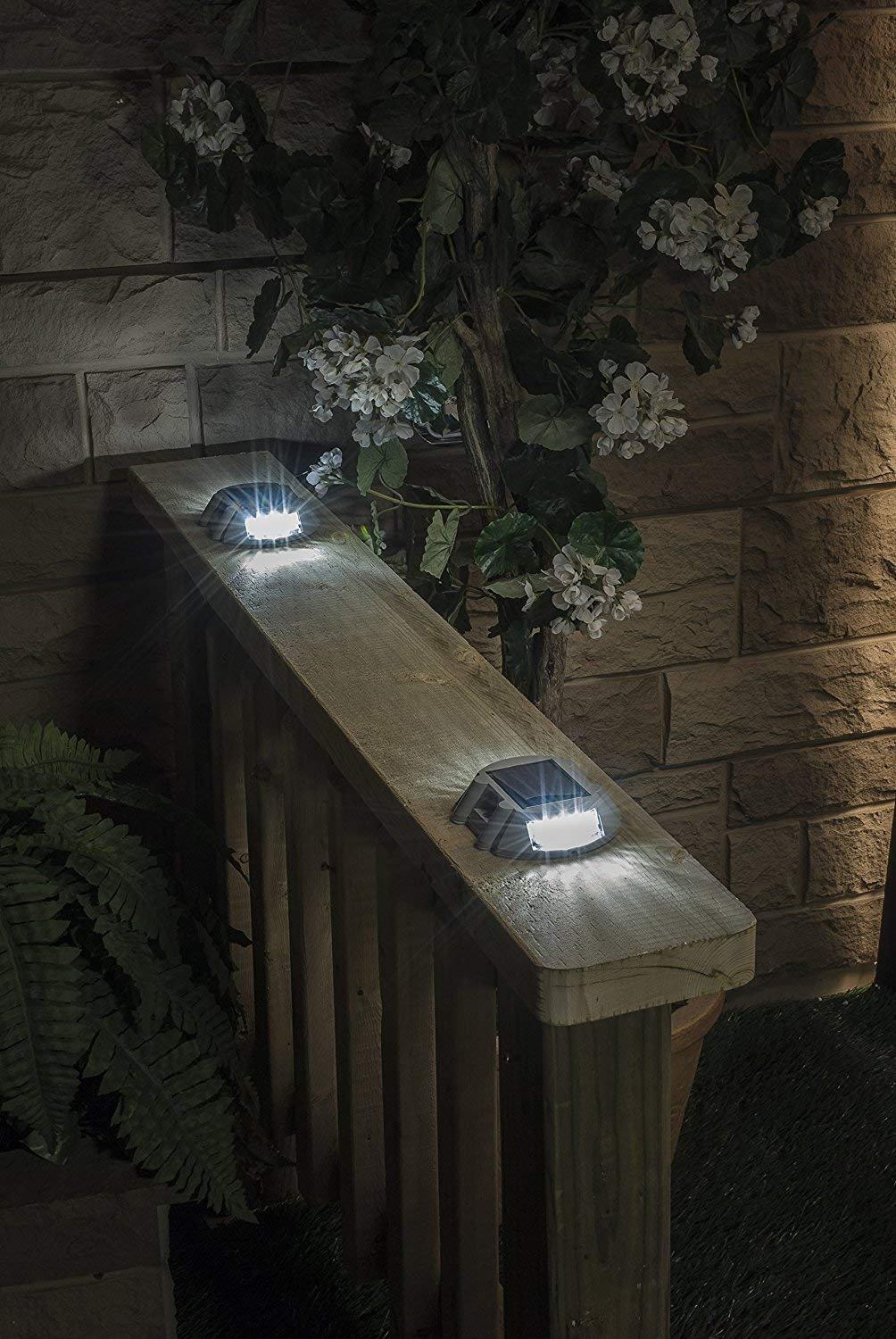 Solar Deck Lights 4 Pack LED Dock Lights Solar Driveway Lights for Walkway, Stair and Step Cast Aluminum