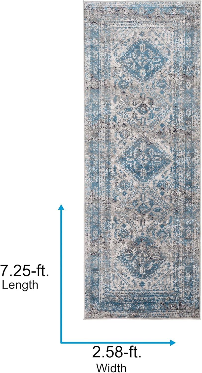 Livabliss Monte Carlo Vintage Oriental Runner Area Rug,2'7" x 7'3",Light Grey