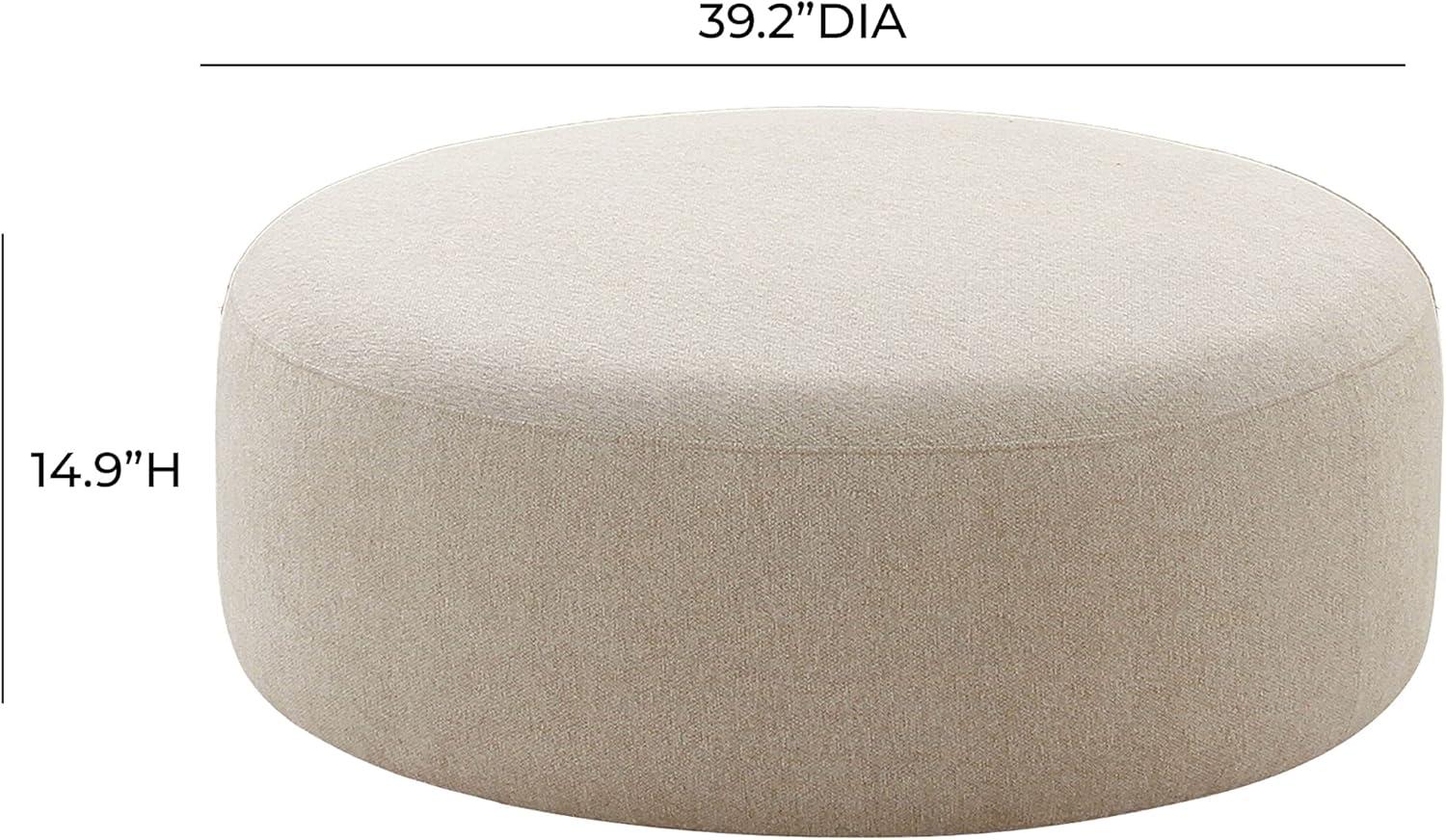 Broohah Beige Micro-Herringbone Ottoman