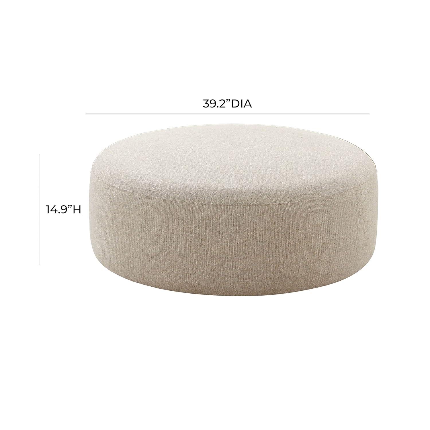 Broohah Beige Micro-Herringbone Ottoman