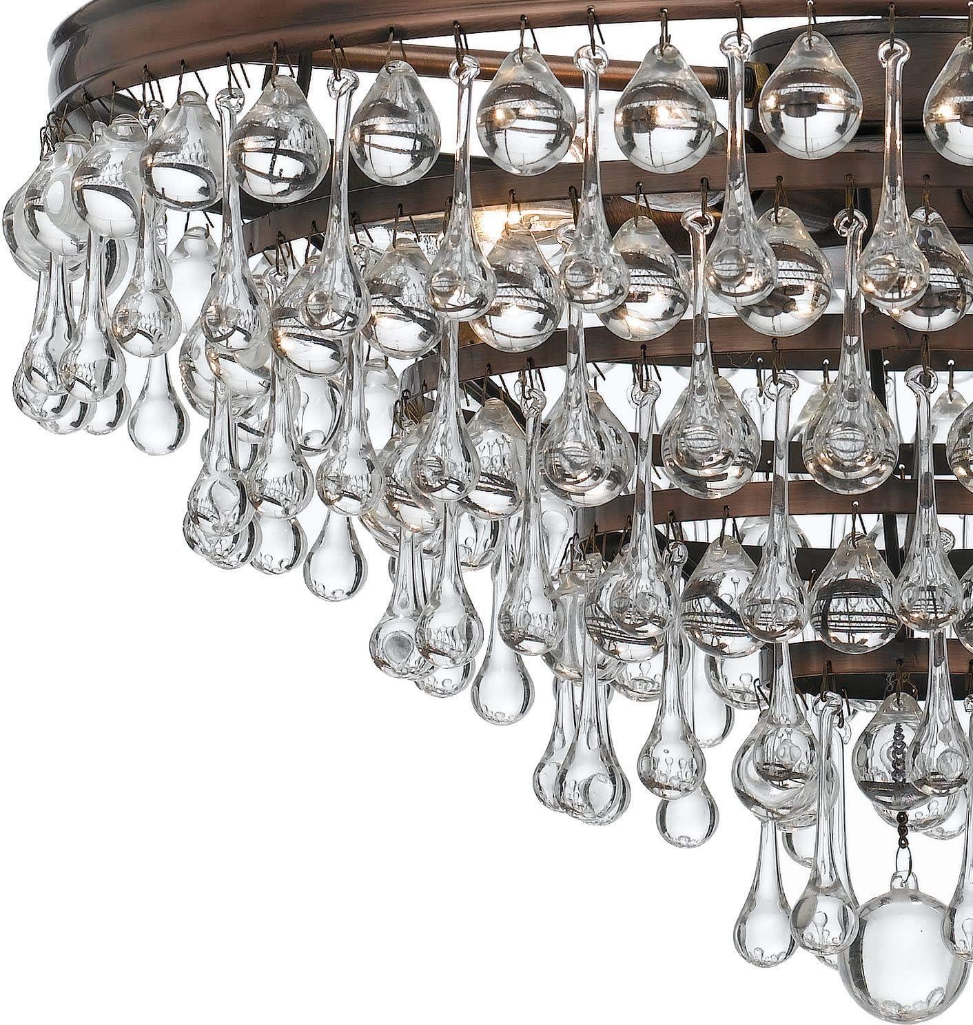 Crystorama Calypso 6 Light Crystal Teardrop Vibrant Gold Chandelier - 20'' W x 24'' H