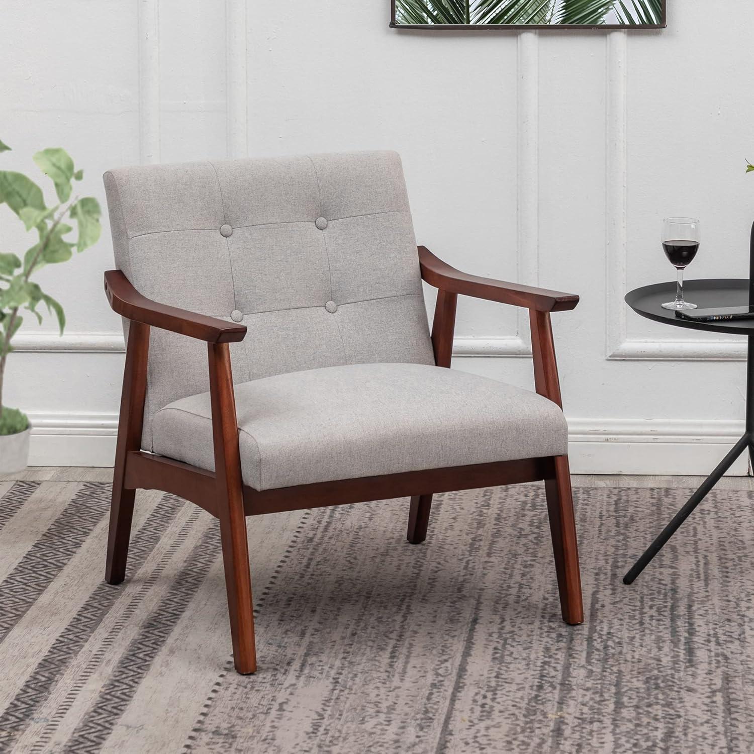 Convenience Concepts Take a Seat Natalie Accent Chair, Light Gray Fabric/Espresso