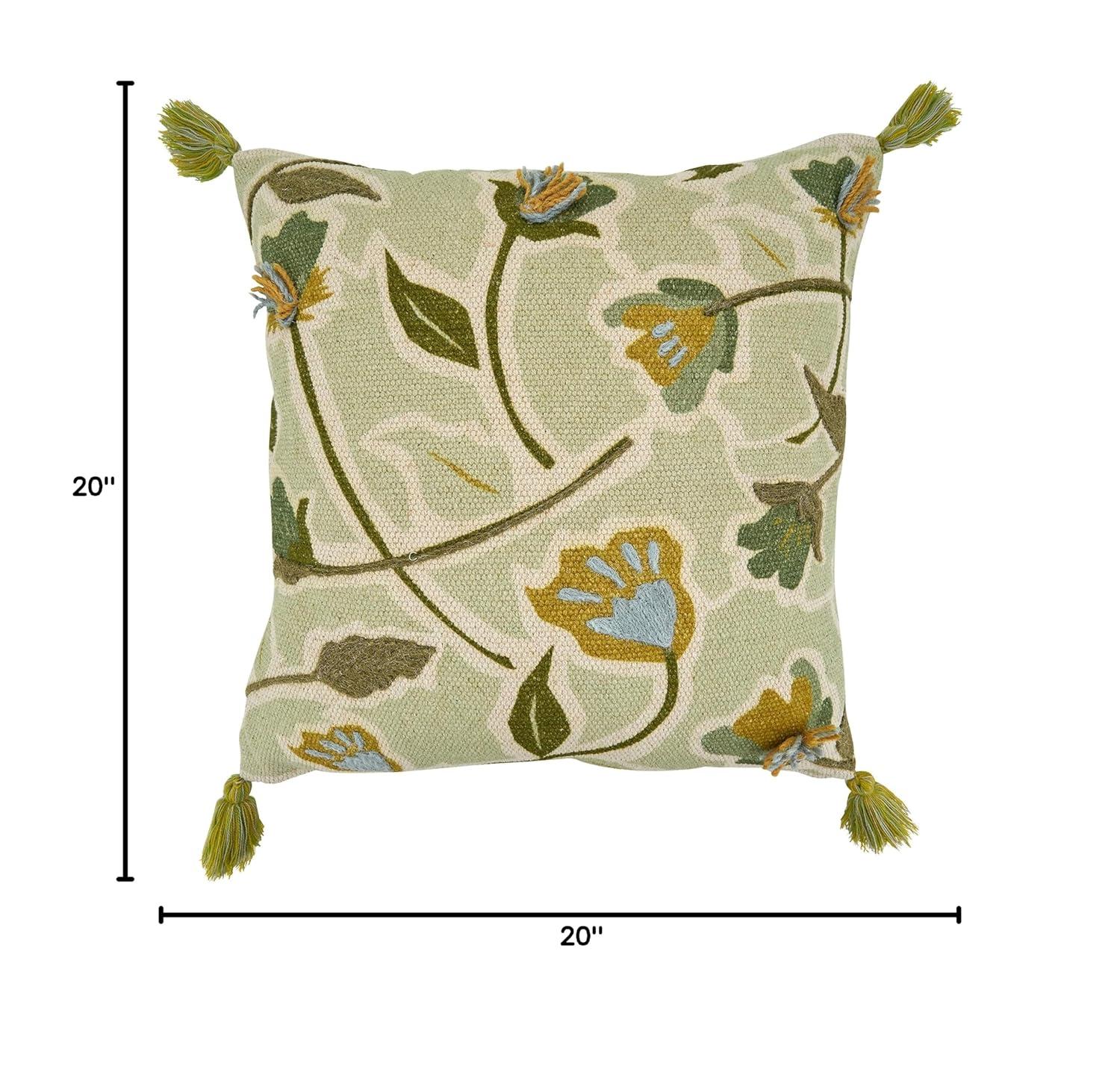 Saro Blossom Collection Floral Cotton Throw Pillow