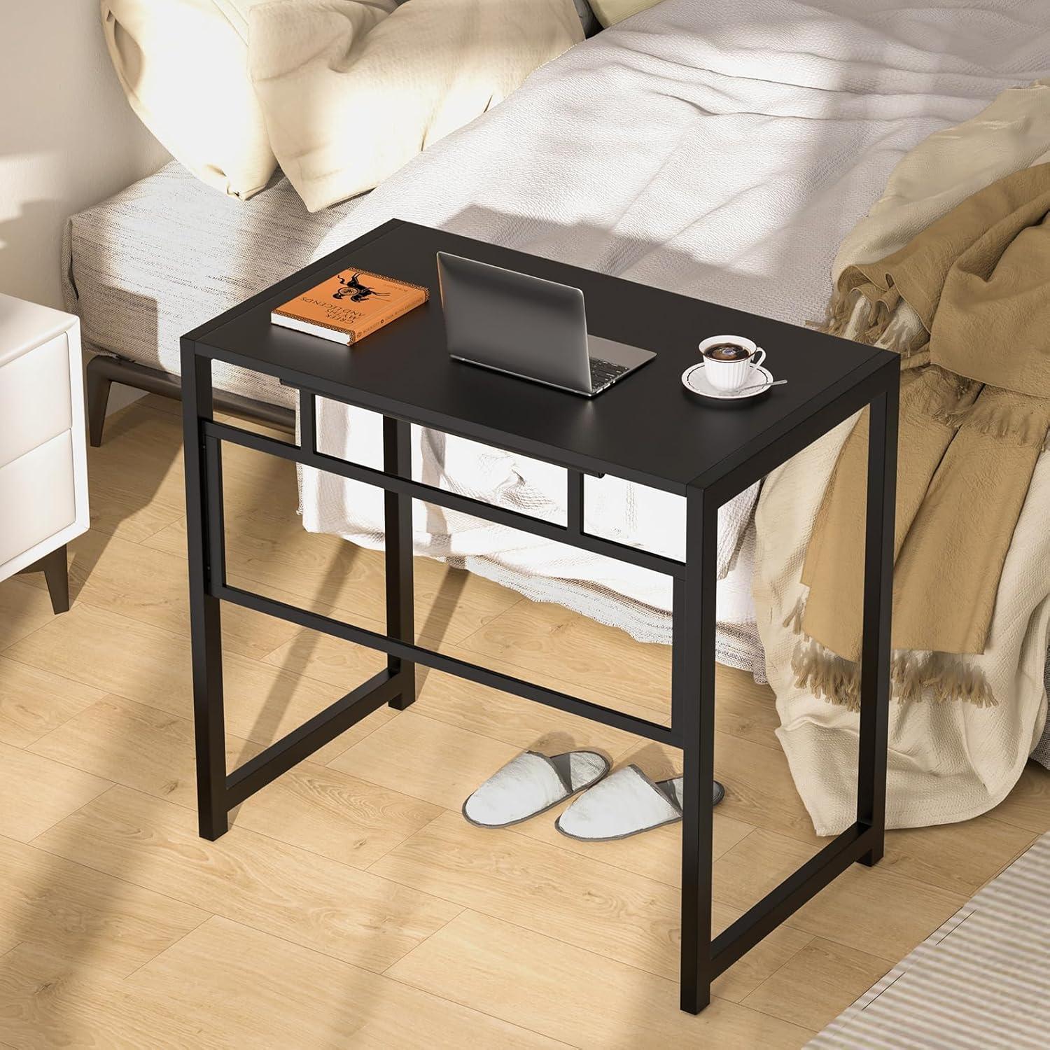 GreenForest Folding Desk for Small Spaces,31.5 in No-Assembly Small Computer Desk for Home Office,Space Saving Foldable Table Study Office Desk,Black