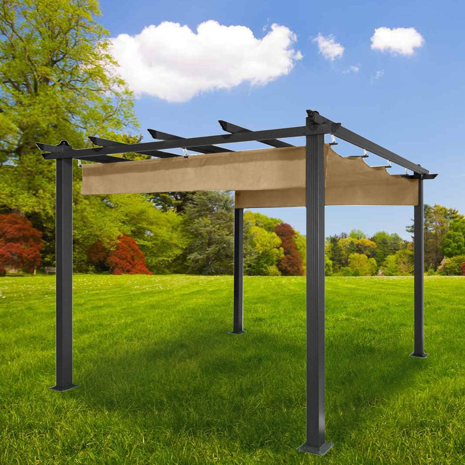 Beige Whisper 9' x 9' Retractable Pergola Canopy Replacement