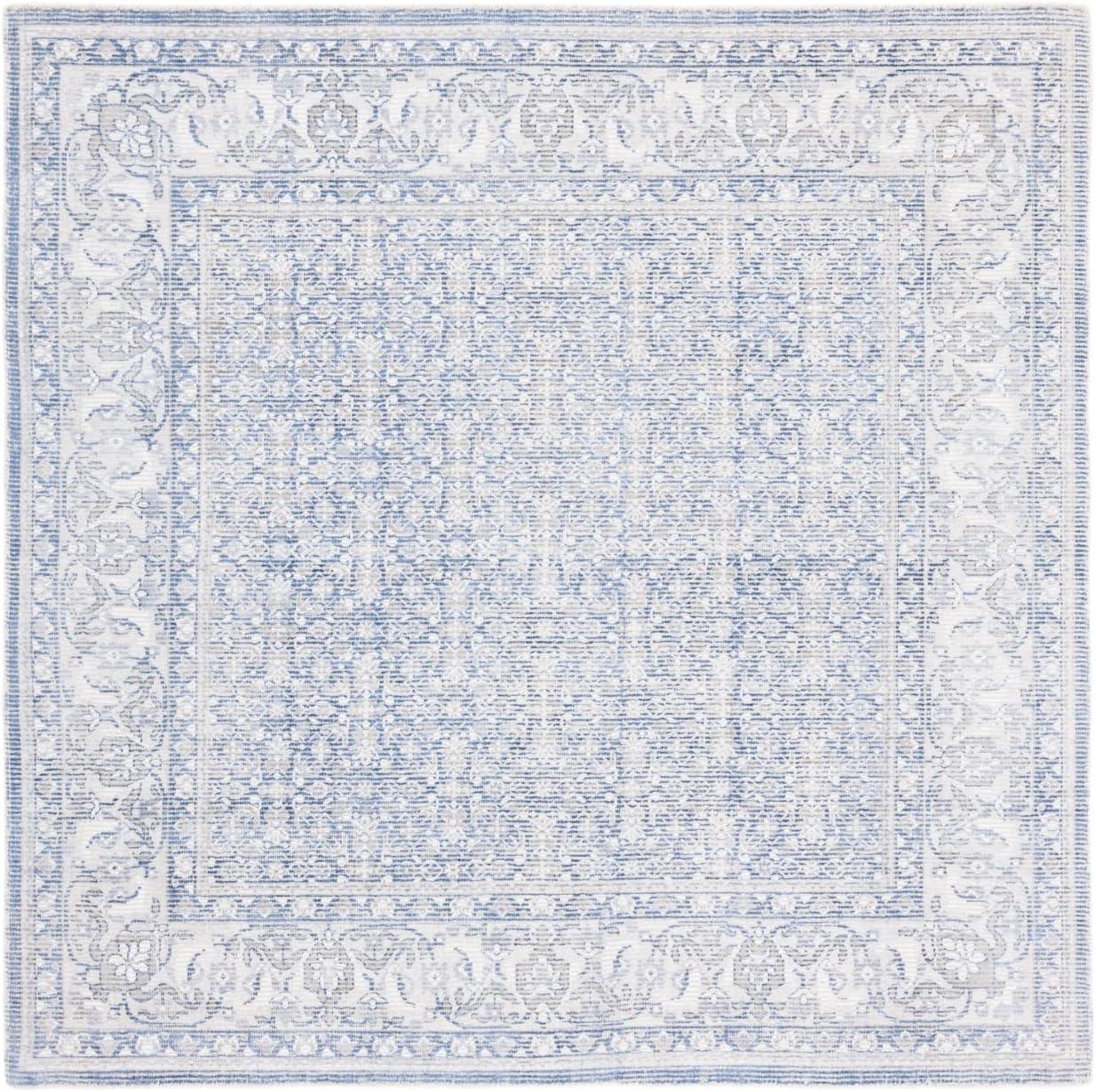Restoration Vintage RVT706 Hand Loomed Indoor Area Rug - 6'x6' - Blue/Ivory - Safavieh