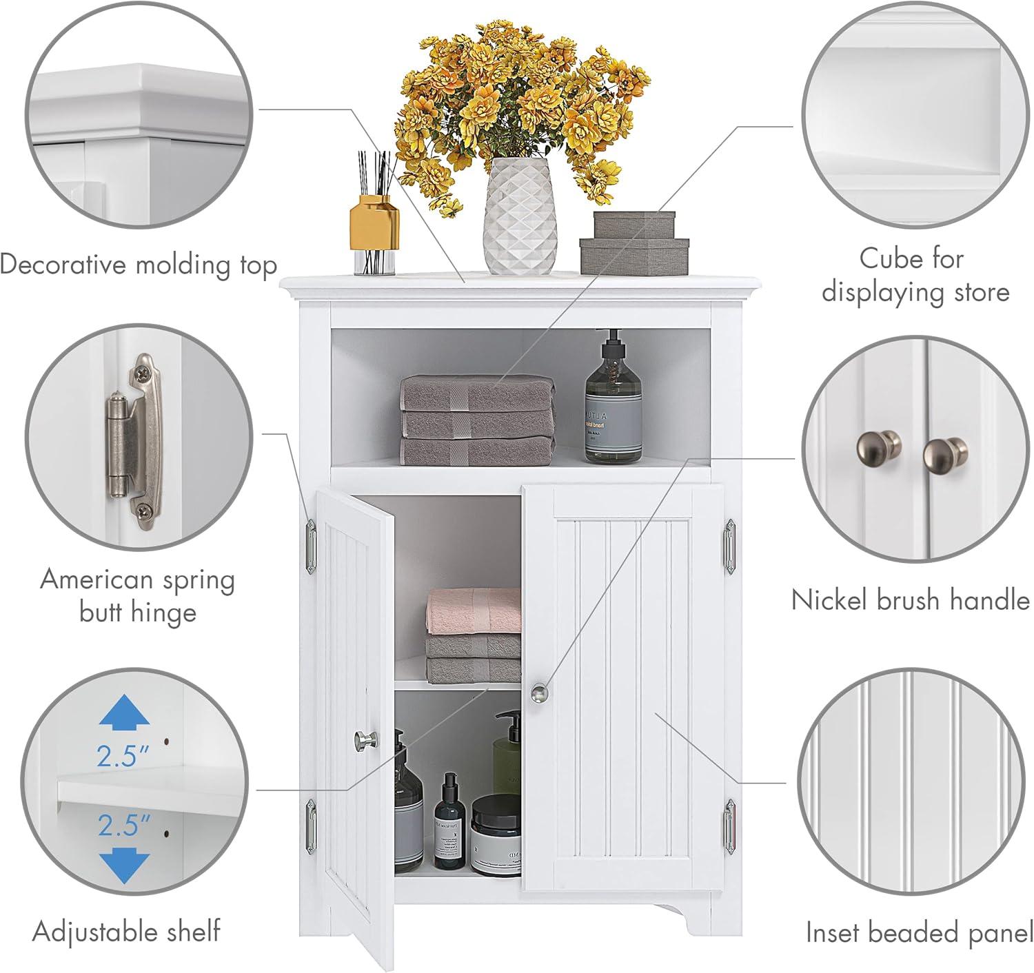 White MDF Lockable Corner Cabinet with Adjustable Shelving