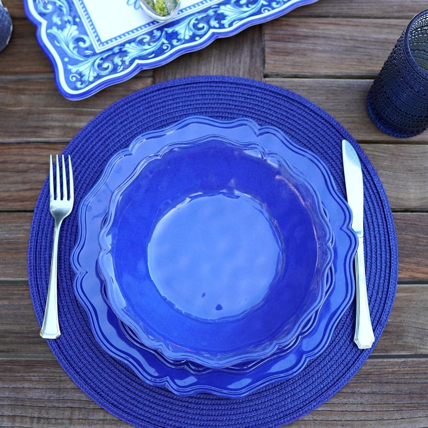 Indigo Blue Melamine 8.5" All-Purpose Serving Bowls Set