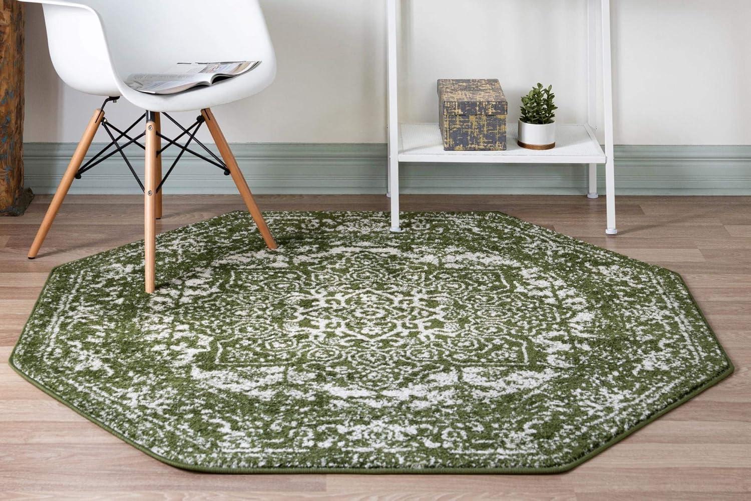 Unique Loom Richmond Collection Area Rug - Medallion (5' 3" Octagon Aqua/Ivory)