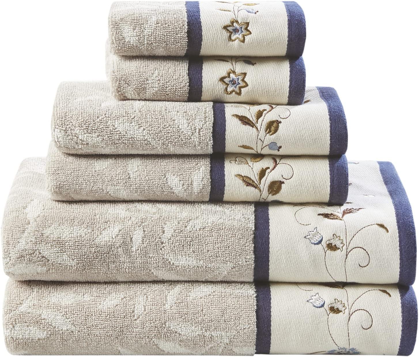 Raheem Embroidered Cotton Jacquard Towel Set