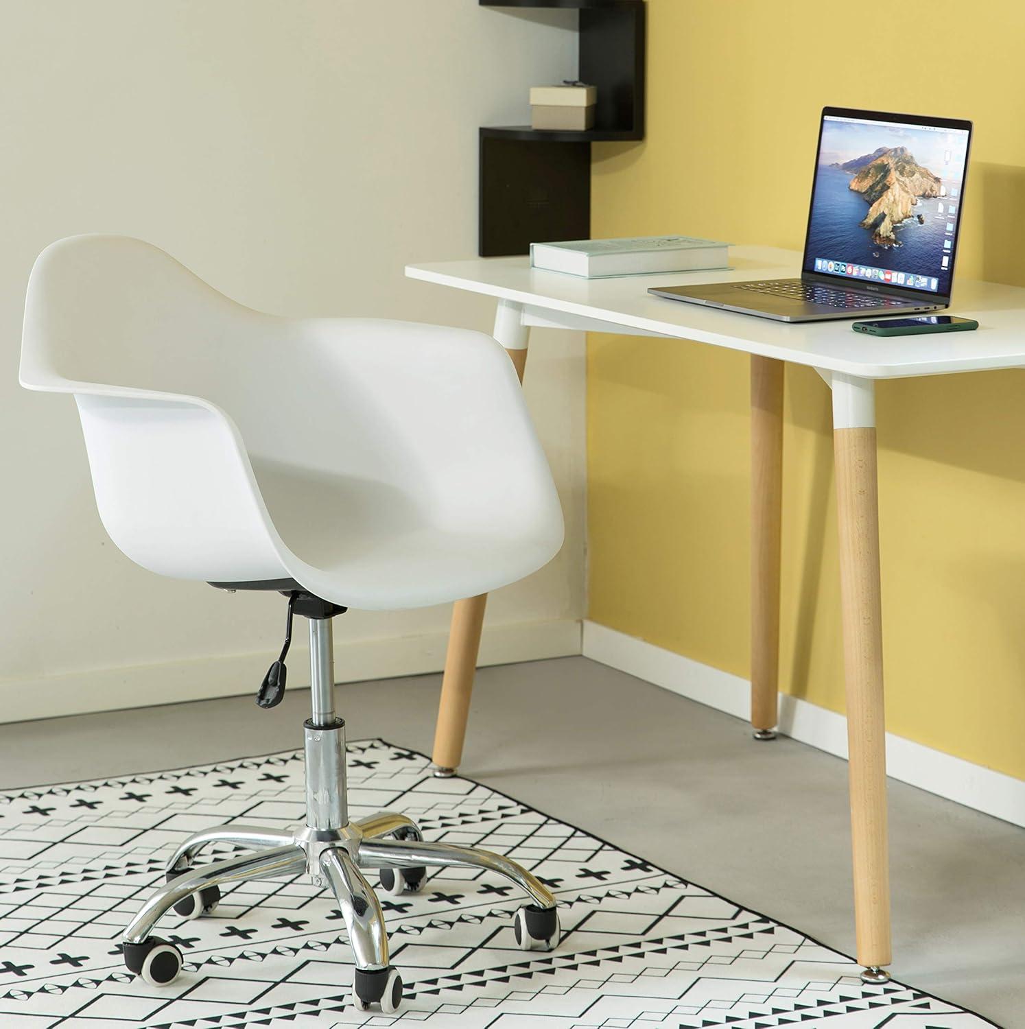 Mid-Century Modern Style Swivel Plastic Shell Molded Office Task Chair with Rolling Wheels