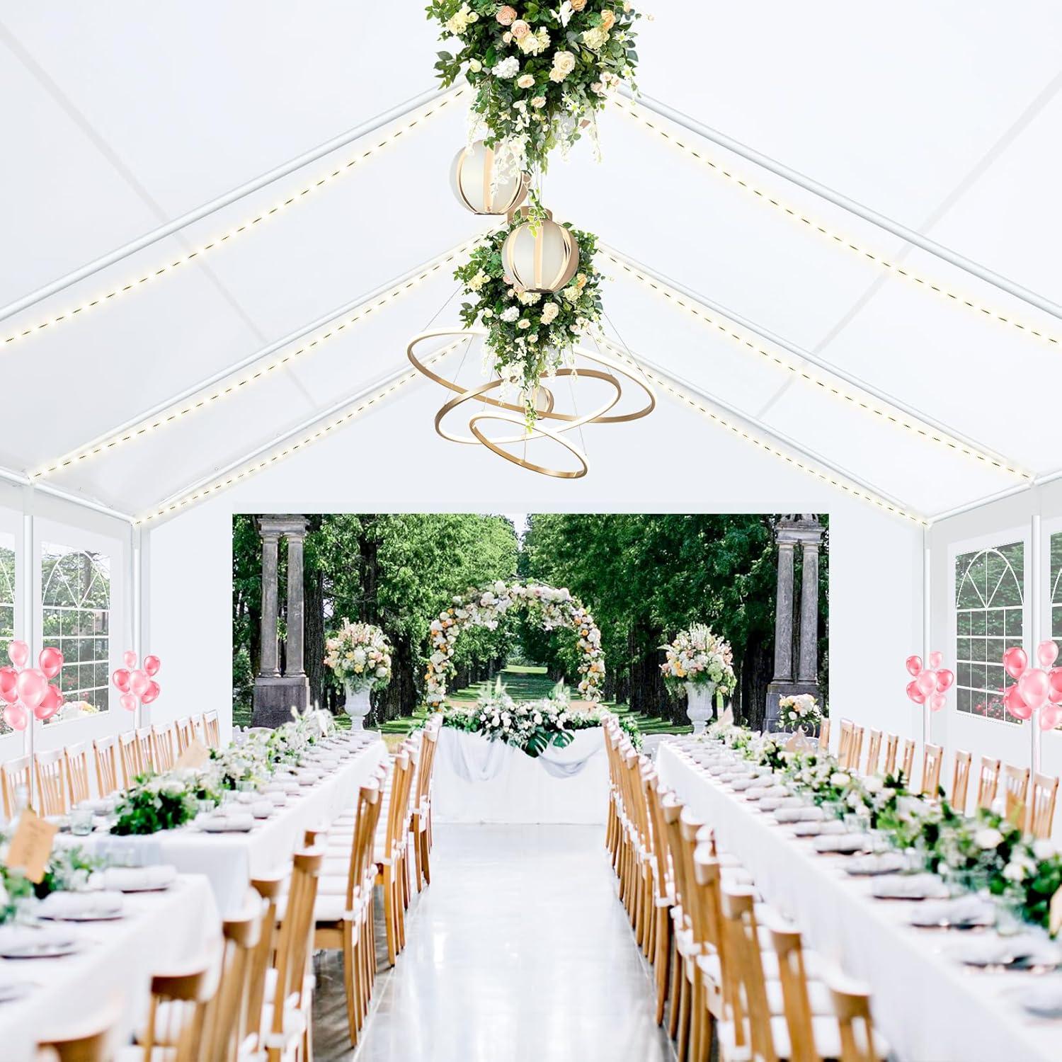 HOTEEL 20x20ft Heavy Duty Party Tent, Waterproof Outdoor Canopy Tents for Large Events, Commercial Grade Wedding, Parties, White