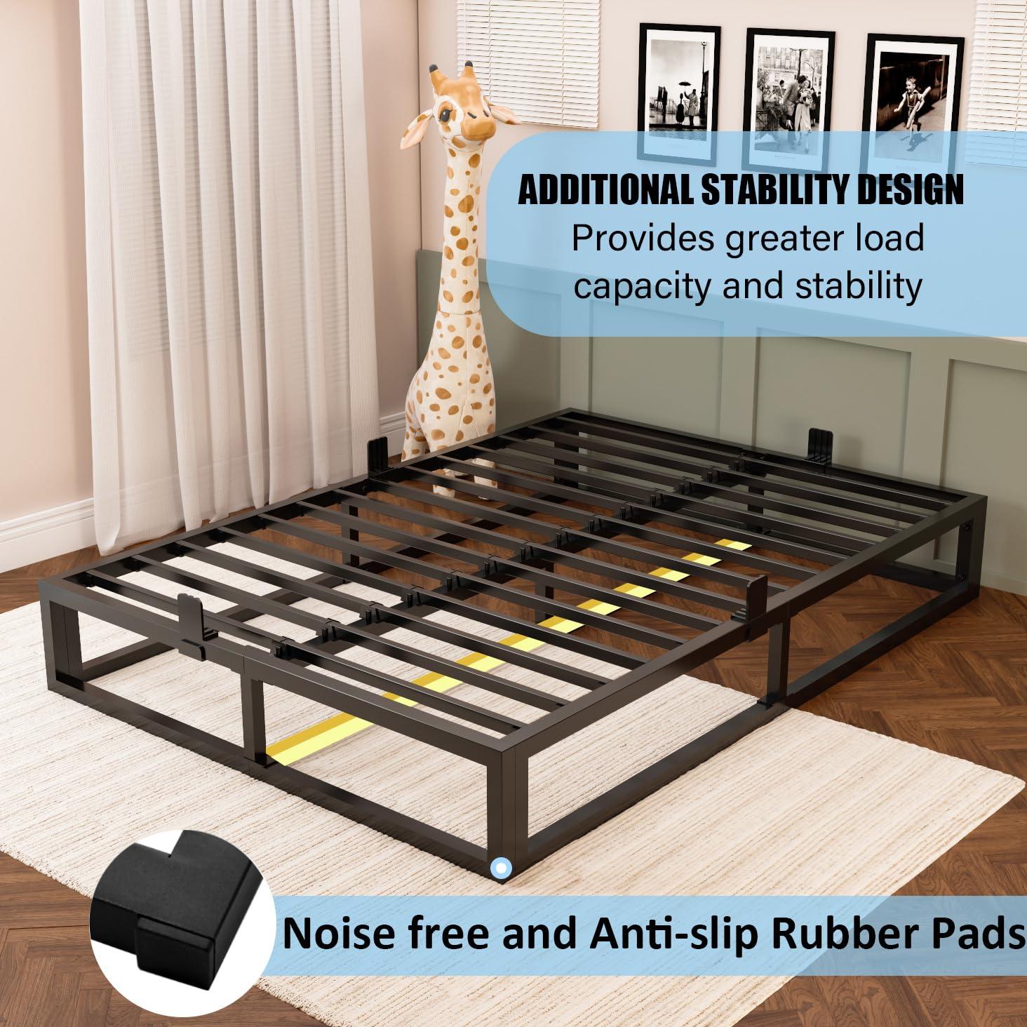 10 Inch King Bed Frame with Steel Slat Support, Low Profile King Metal Platform Bed Frame Support Mattress Foundation, No Box Spring Needed/Easy Assembly/Noise Free