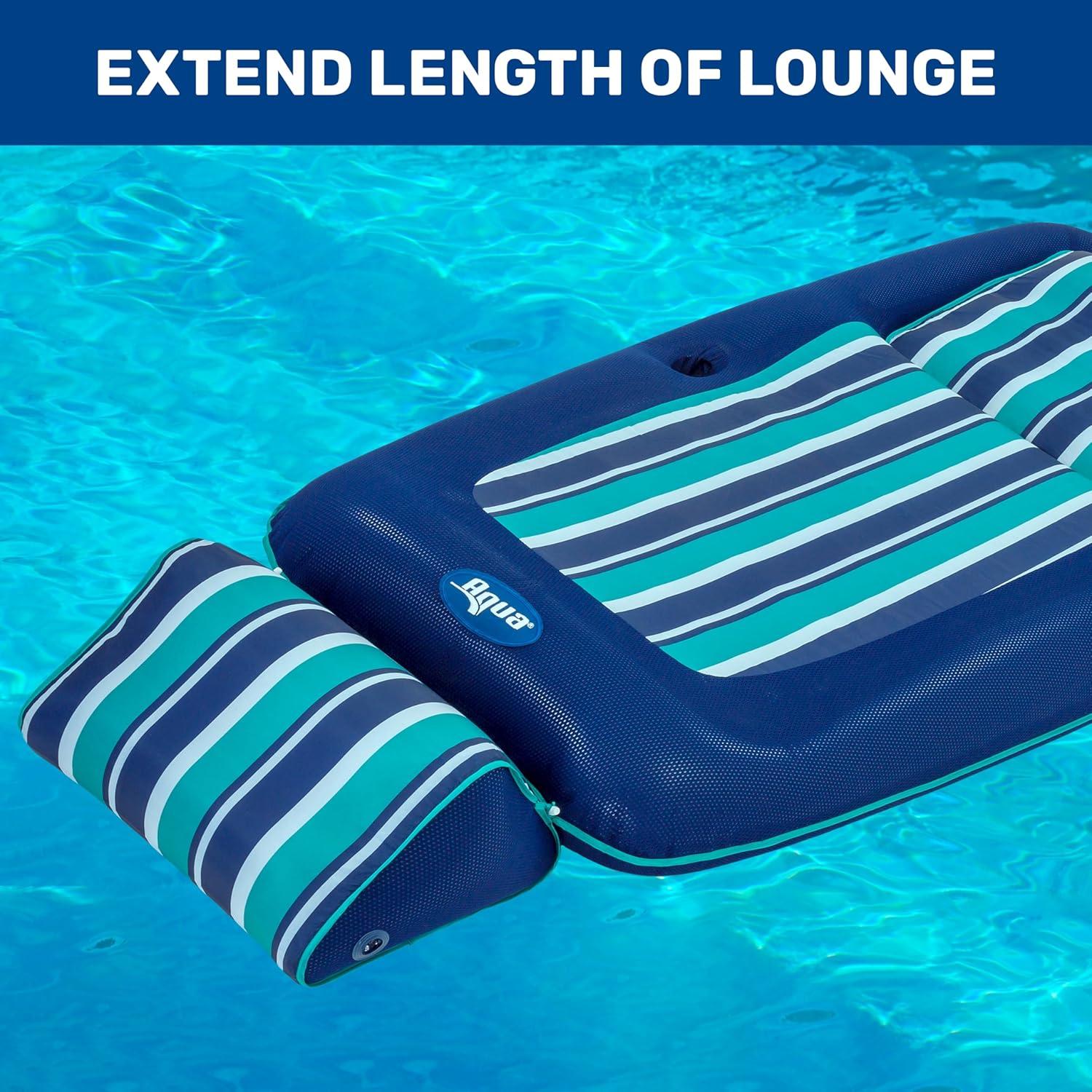 Navy and Green Striped Convertible XL Pool Lounger