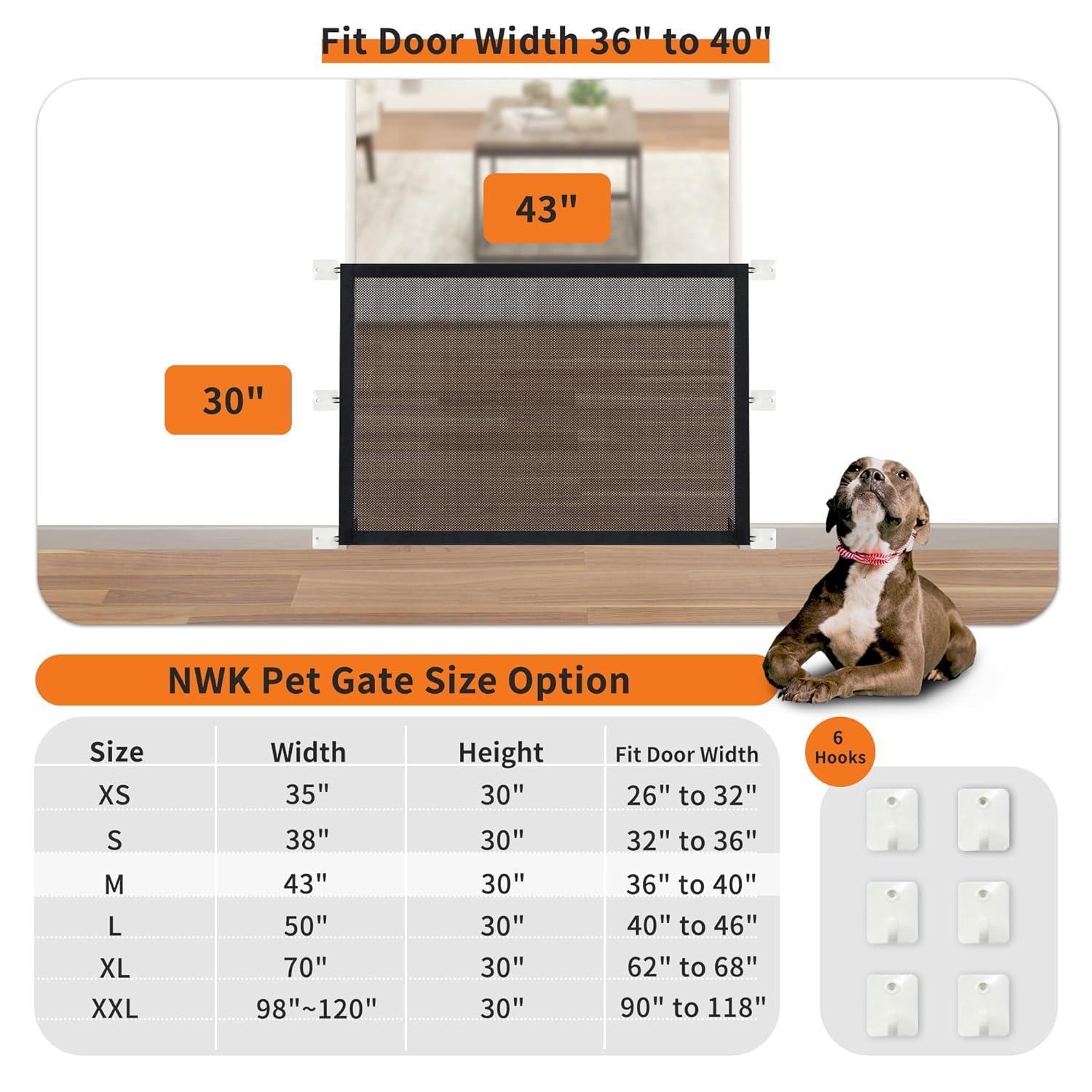 Black Retractable Fabric Pet Gate for Stairs