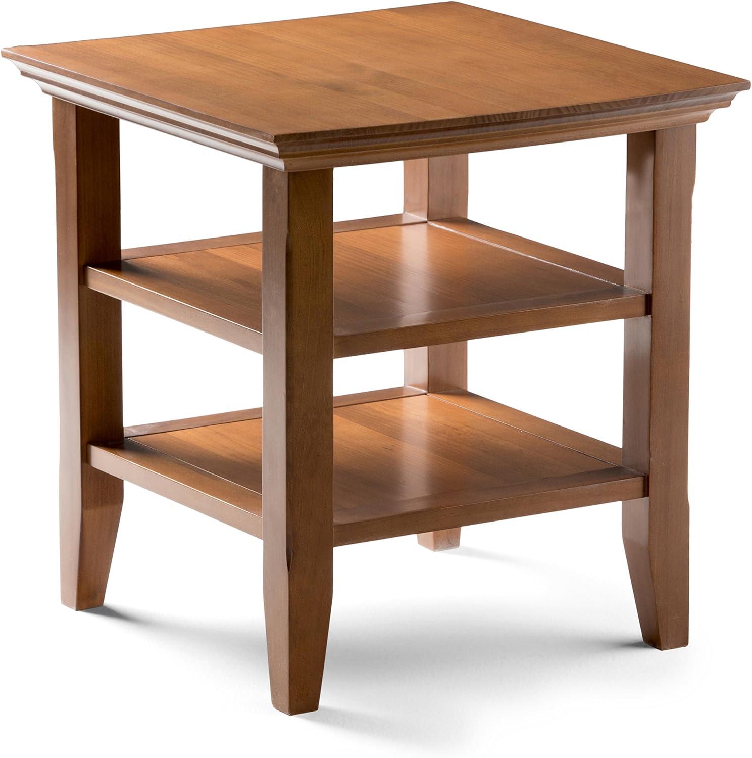 Acadian Light Golden Brown Wood Square End Table