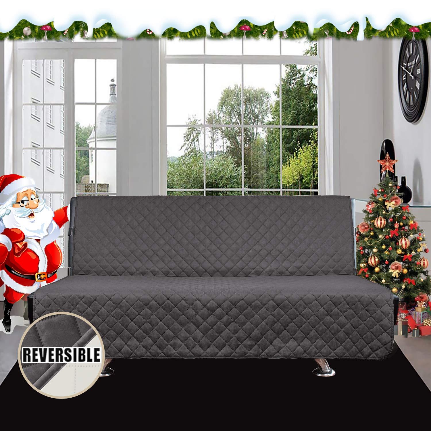 Easy-Going Futon Reversible Sofa Slipcover Water Resistant Couch Cover(Futon, Gray/Light Gray)