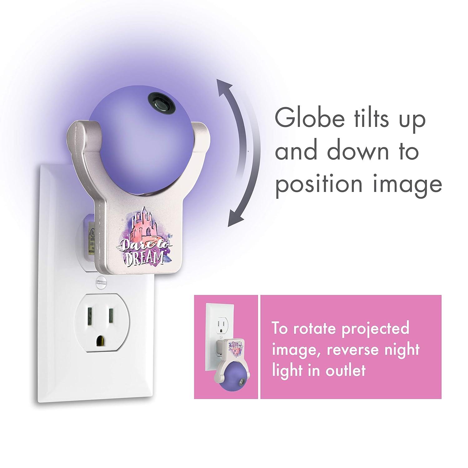 Projectables Disney Princess LED Night Light Plug-in, Dusk-to-Dawn, Ariel, Belle, and Jasmine on Ceiling, Floor, or Wall, Ideal for Girls Room, Nursery, Playroom, Bathroom, Bedroom, 13230, 1-Image