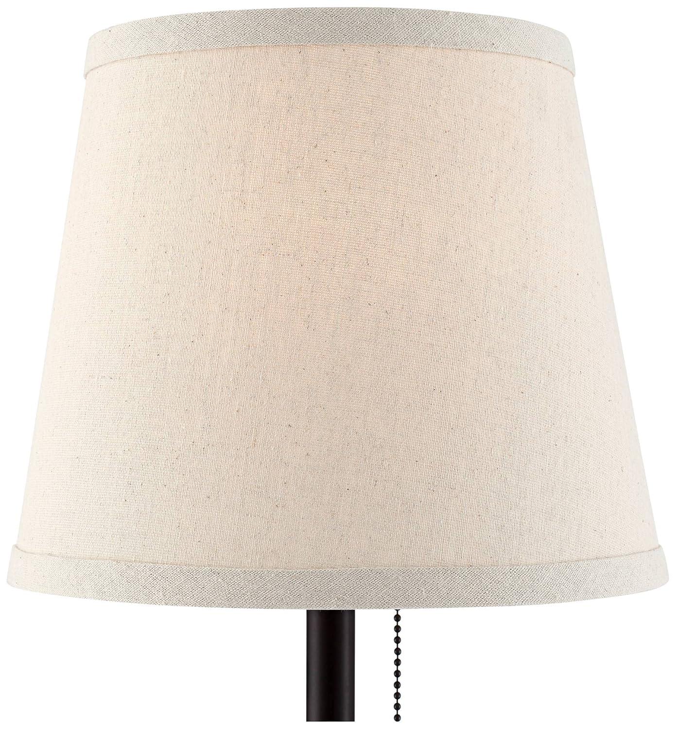 360 Lighting Modern Desk Table Lamp with Hotel Style USB and AC Power Outlet in Base 20" High Bronze Metal Oatmeal Drum Shade for Bedroom Office