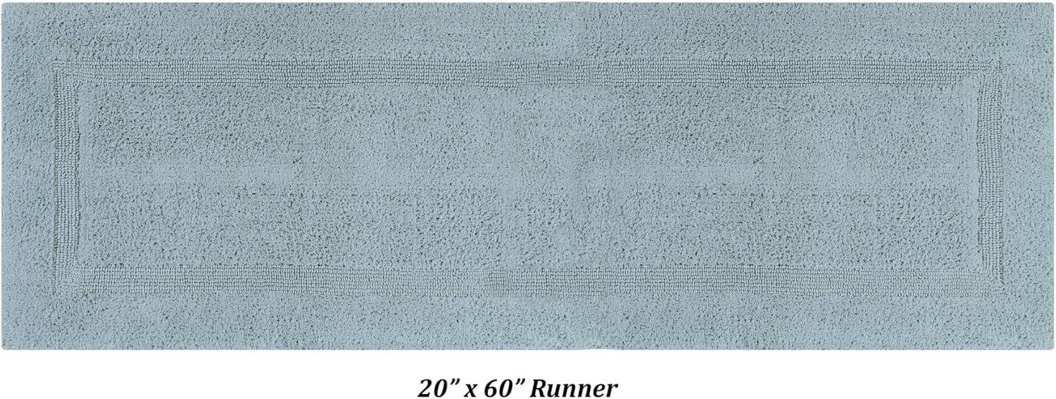 Better Trends Lux 100% Cotton Tufted Solid Reversible Bath Rug Set 3 PC (17" x 24" | 24" x 40" | 20" x 60") - Blue