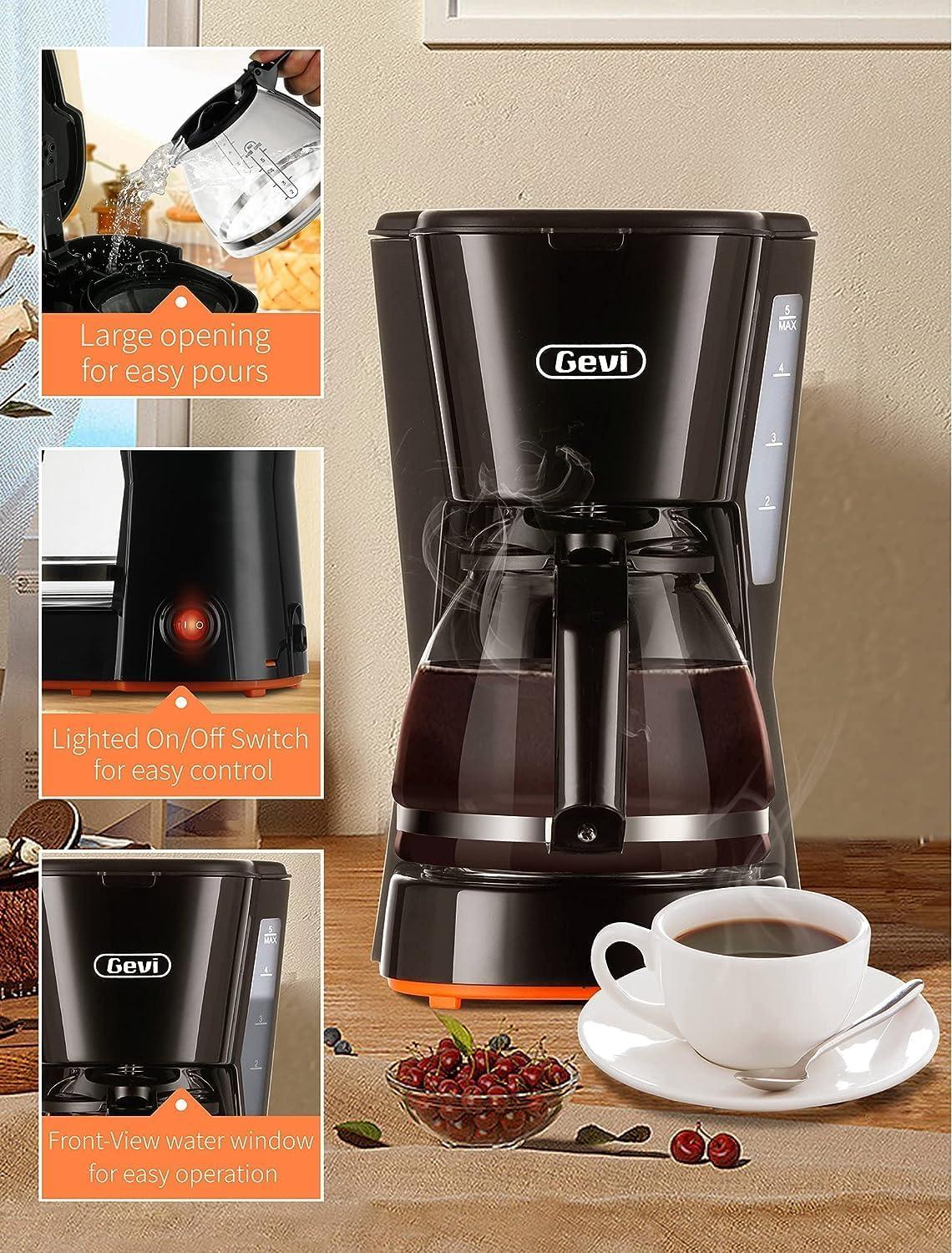 Gevi 5 Cups Small Coffee Maker, Compact Coffee Machine with Filter, Warming Plate and Coffee Pot,New Condition