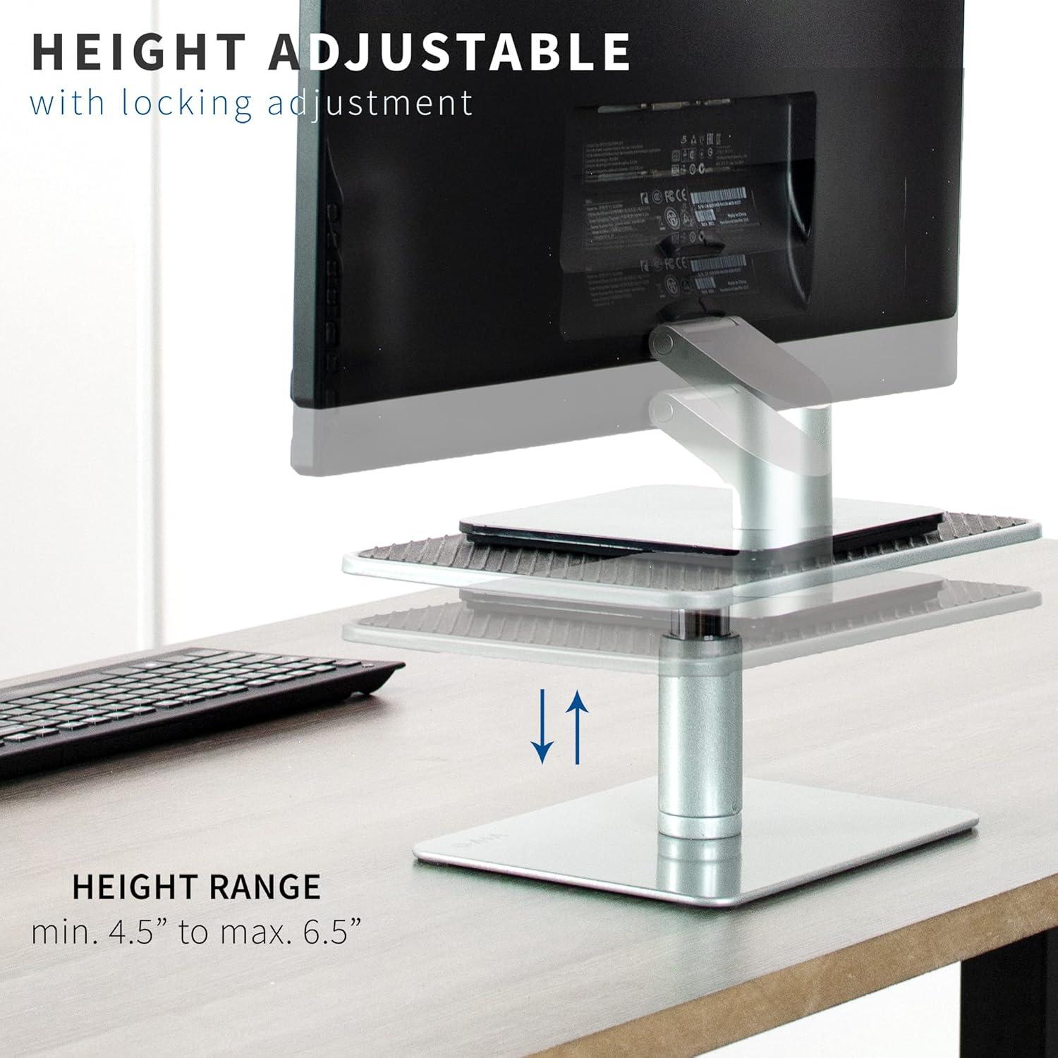 Silver Adjustable Ergonomic Monitor and Laptop Riser Stand