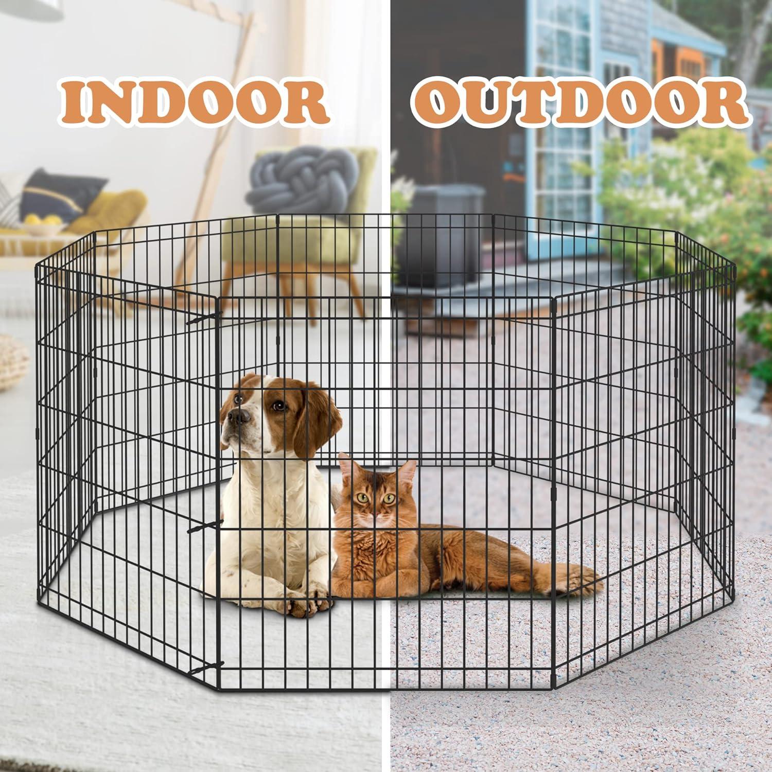 BestPet Puppy Pet Playpen 8 Panel Indoor Outdoor Metal Protable Folding Animal Exercise Dog Fence