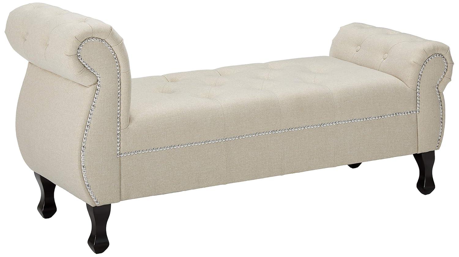 Ipswich Linen Bench Beige - Baxton Studio