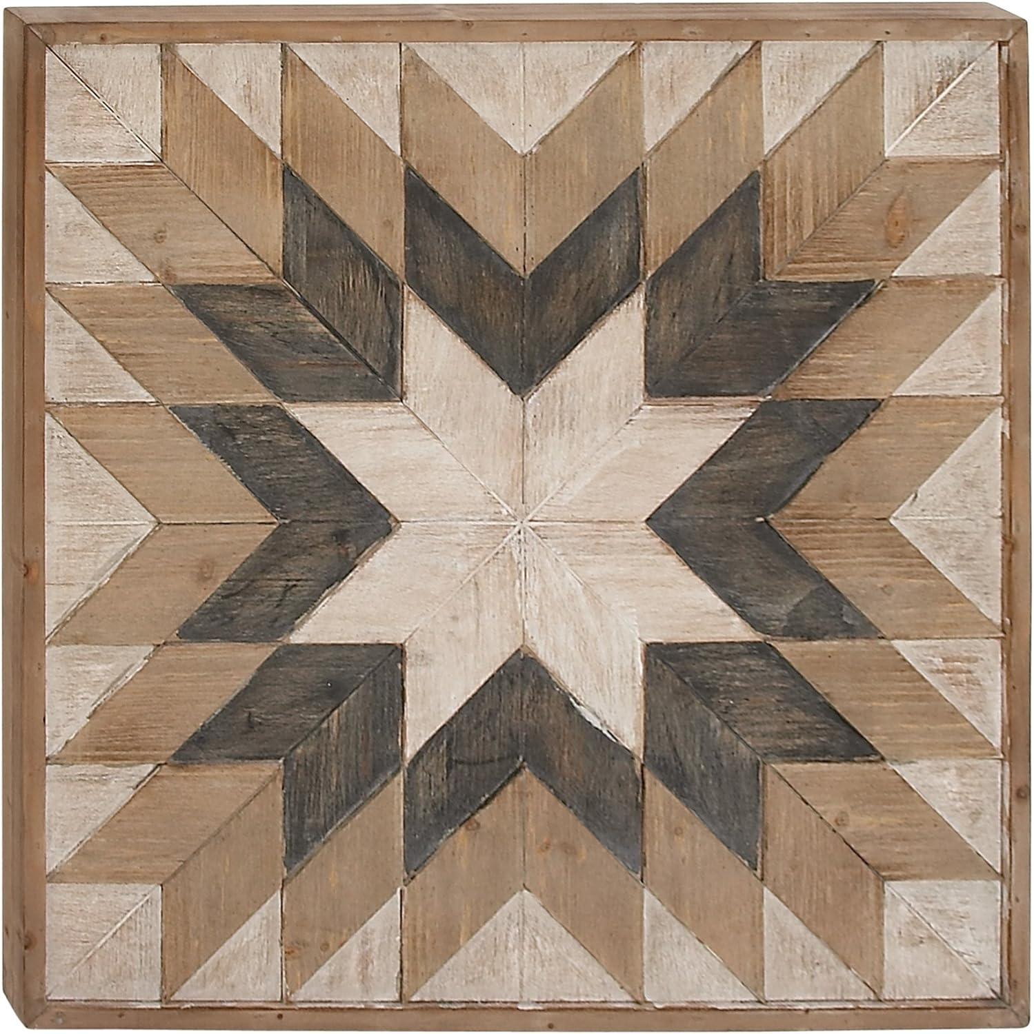 Brown and White Geometric Wood Wall Art 30" x 30"