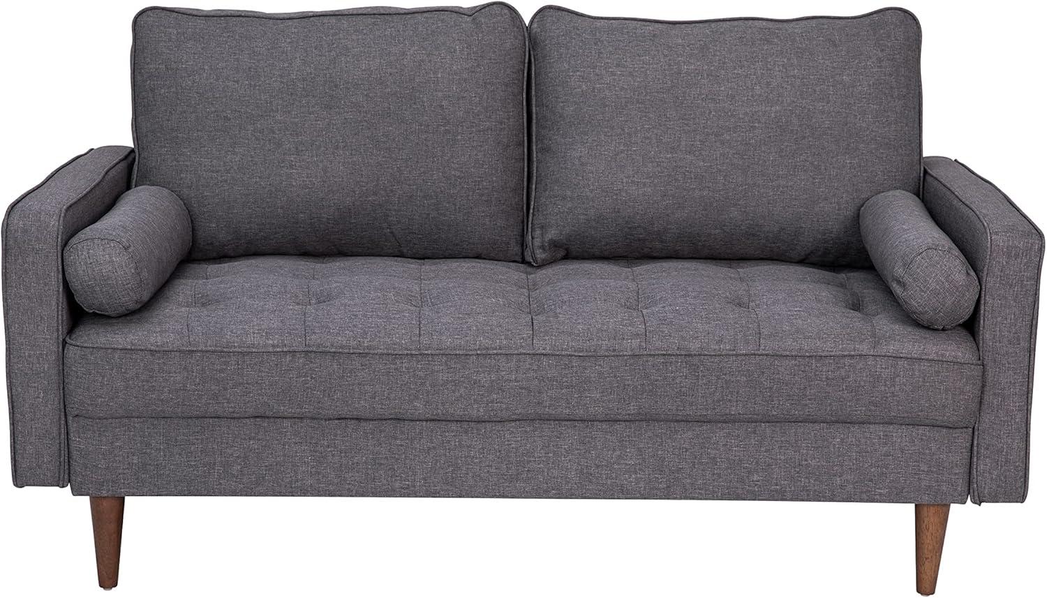 Flash Furniture Hudson Mid-Century Modern Loveseat Sofa with Tufted Upholstery & Solid Wood Legs