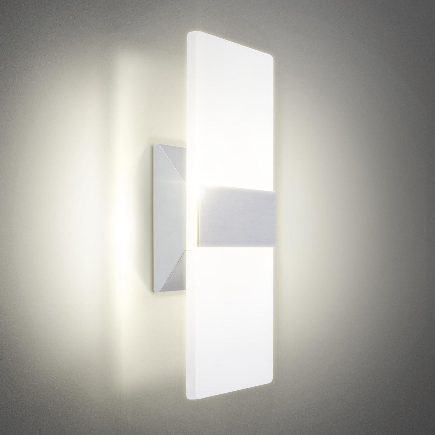 Brushed Nickel 12W Dimmable LED Wall Sconce with Acrylic Lens