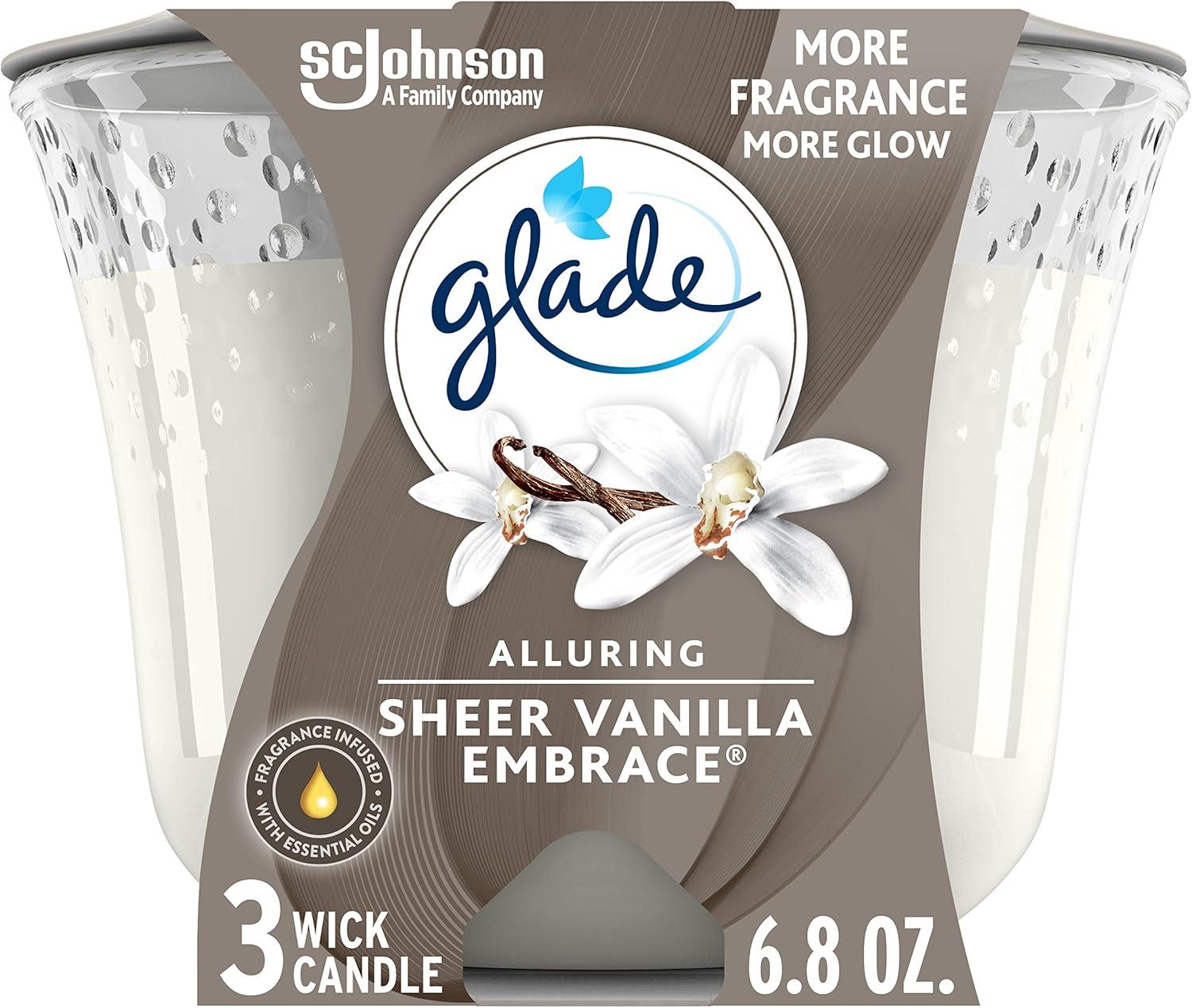 Glade 3 Wick Candles Sheer Vanilla Embrace - 6.8oz