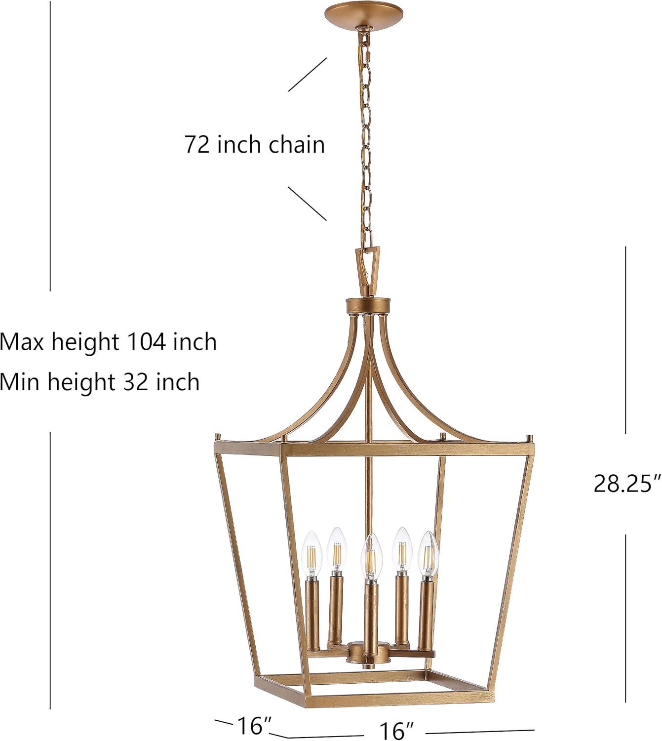 Safavieh Kenris 5 Light Industrial Pendant, Gold Painted