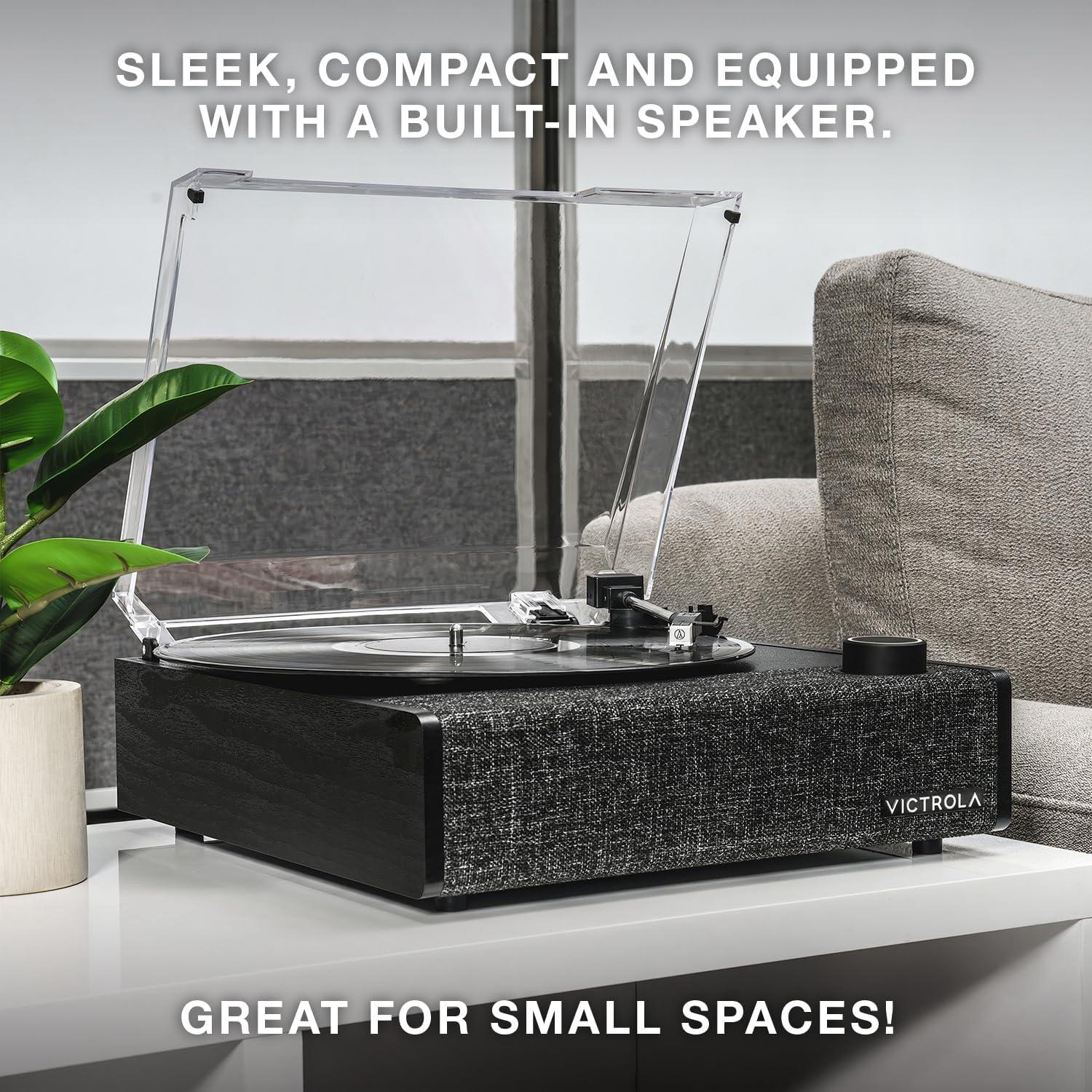 Victrola Eastwood II Bluetooth Belt Drive Turntable with Speakers, Oak