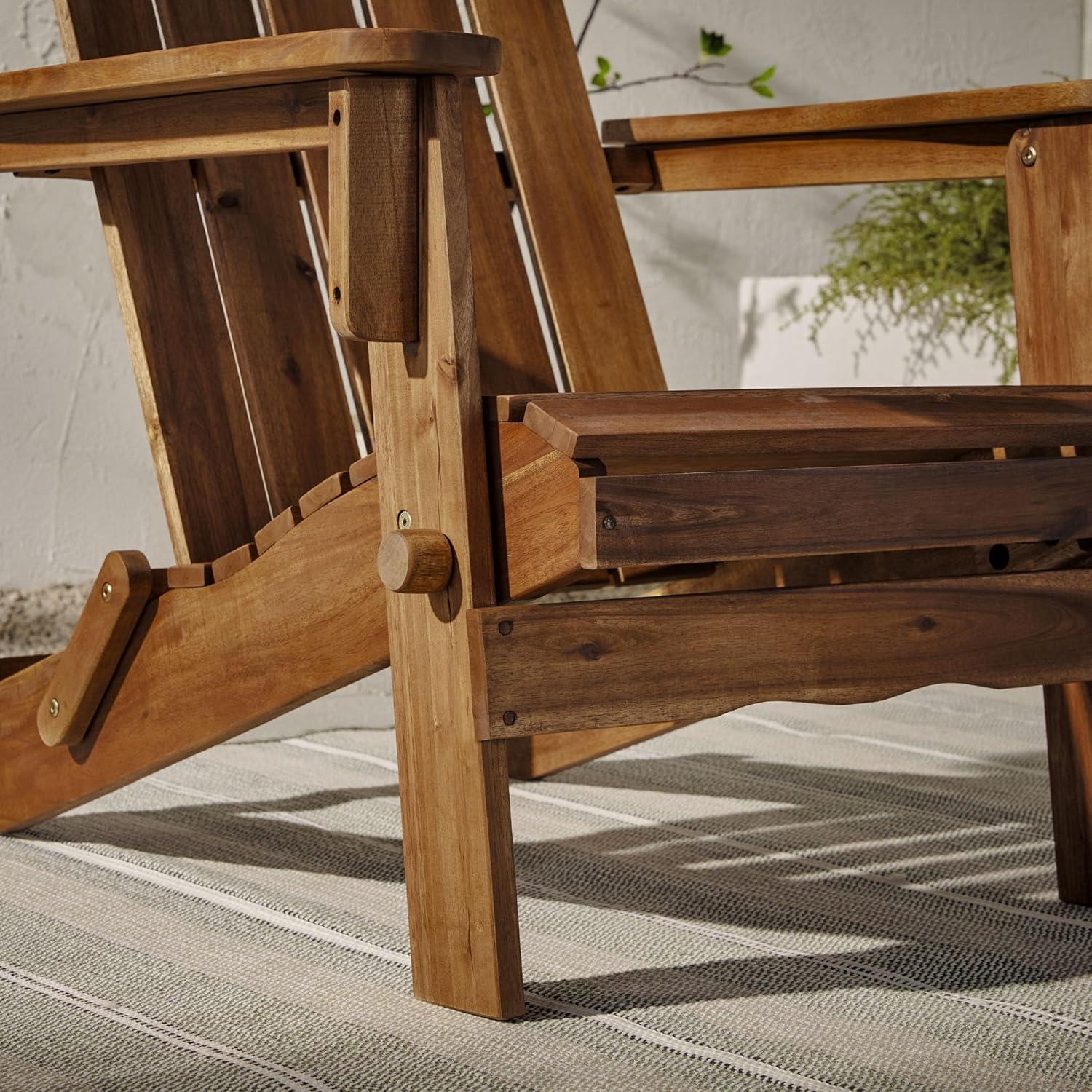Dark Brown Acacia Wood Foldable Adirondack Outdoor Chair