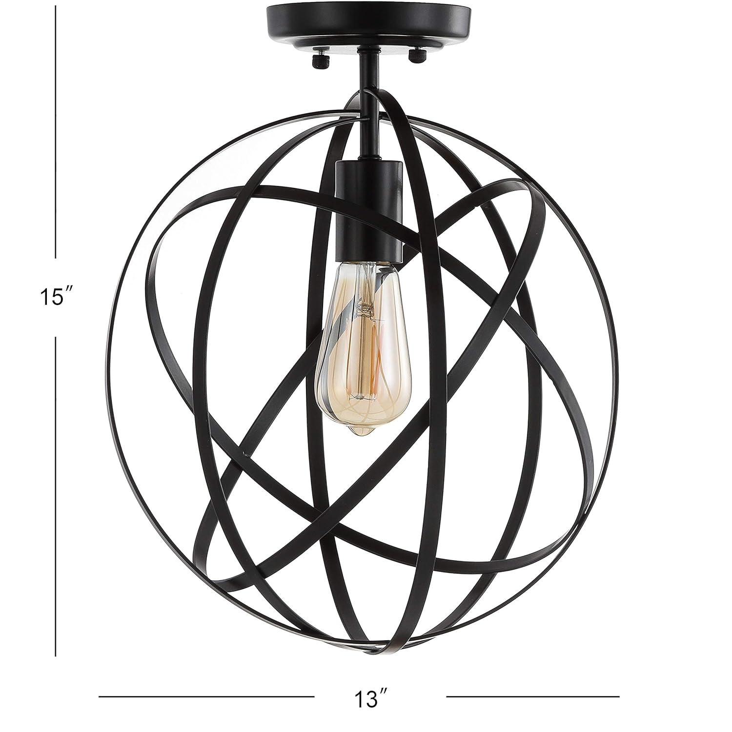 JONATHAN  Y Alma 13" Metal Orb Contemporary 1 -Light 13-in Polished Bronze Semi Flush Mount Light