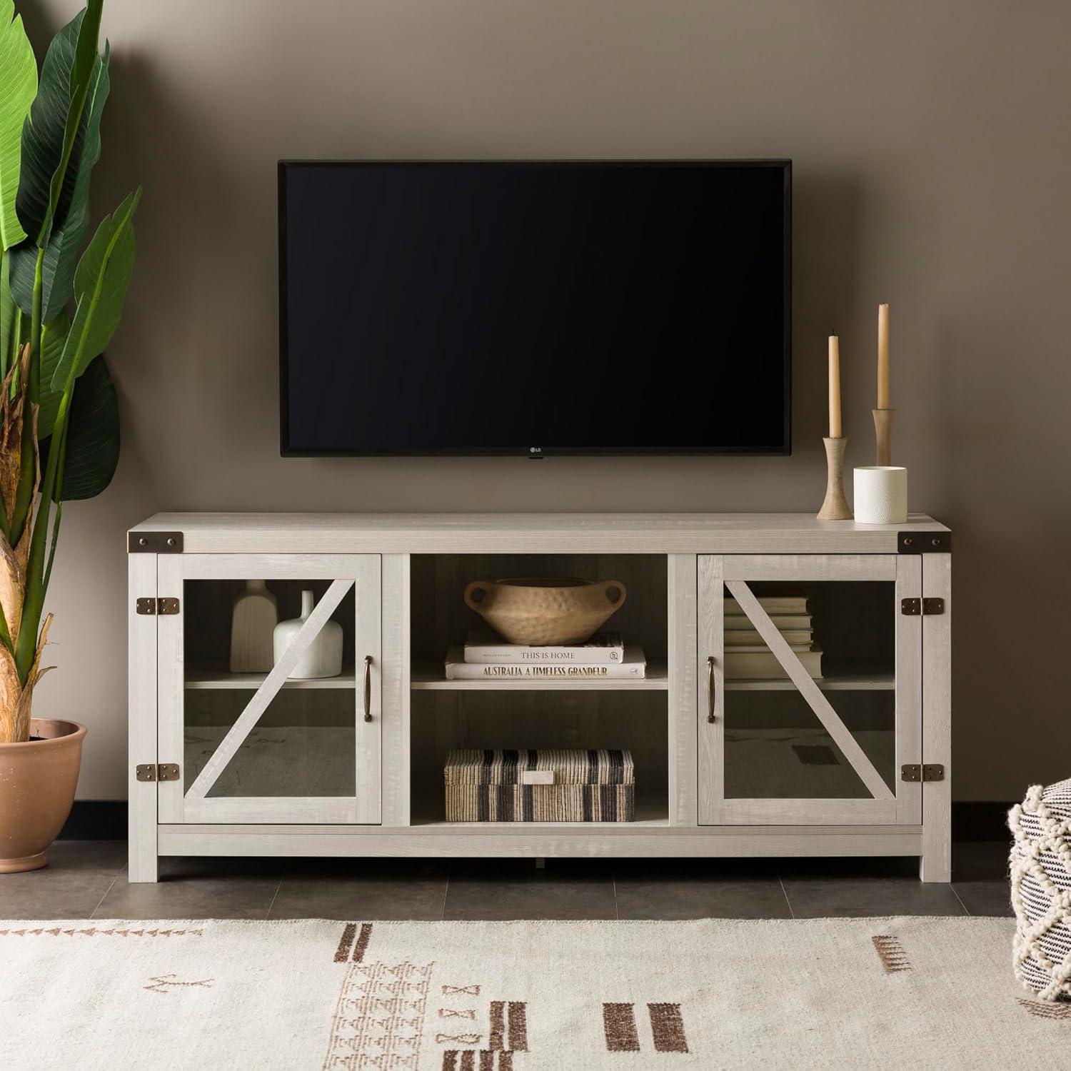 WE Furniture 58" Rustic Farmhouse Styled TV Stand