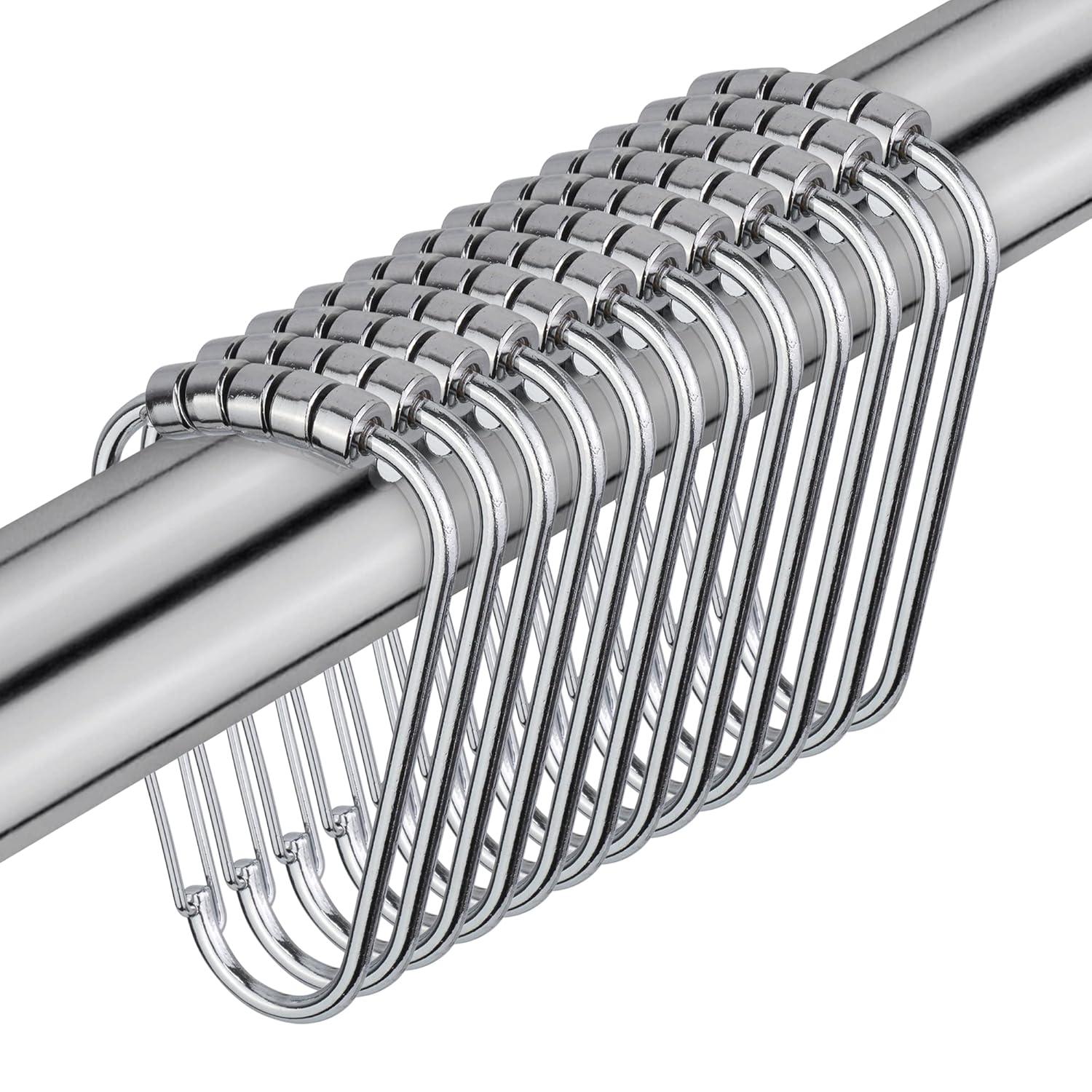 Splash Home Premium Oblo Shower Curtain Hooks (Set of 12)